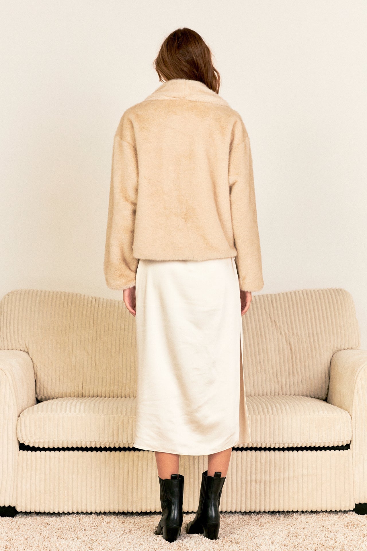 ENDLESS ROSE - Oversized Collar Faux Fur Jacket - OUTERWEAR available at Objectrare