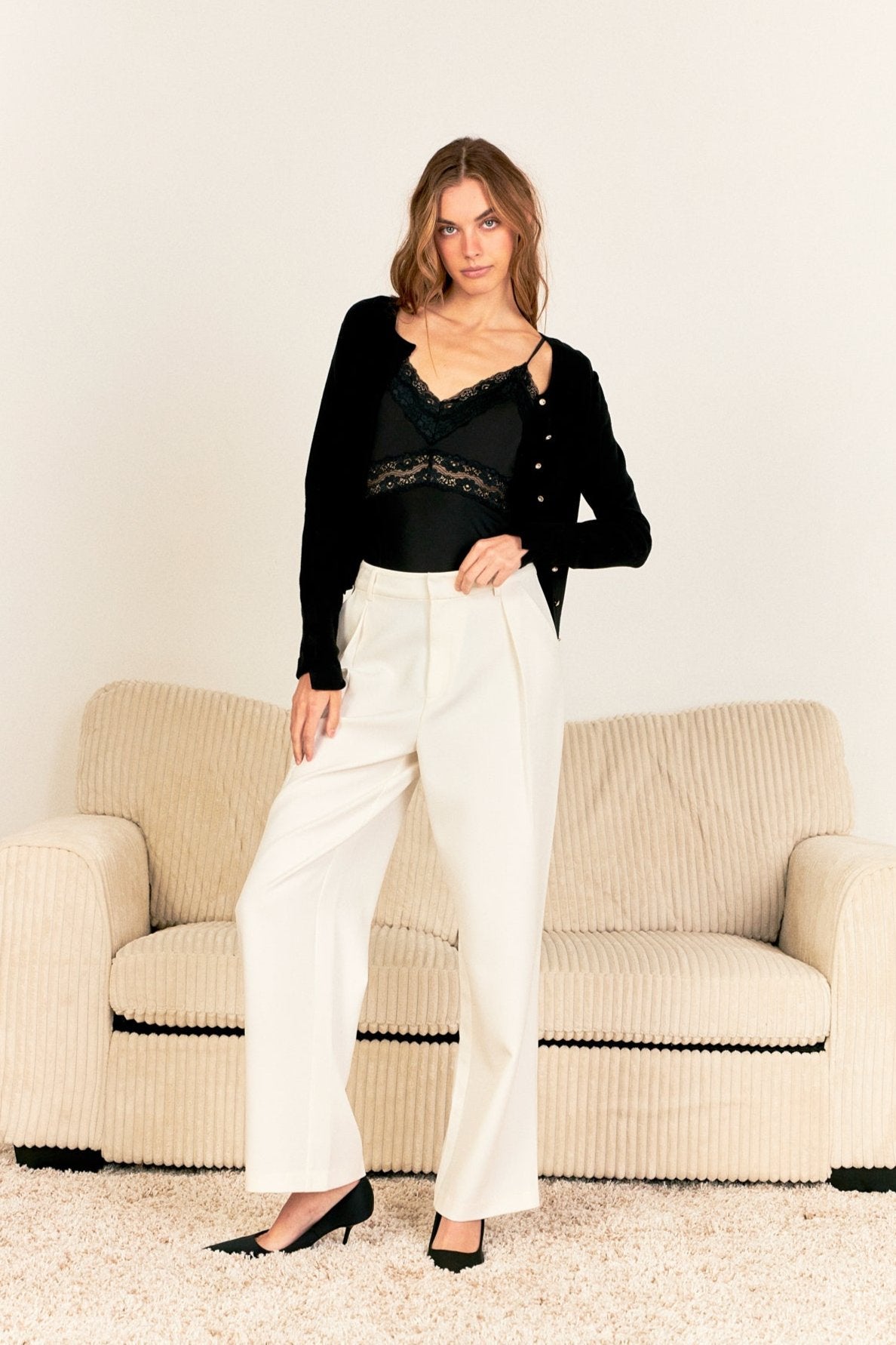 ENDLESS ROSE - Wide Leg High Waisted Trouser - PANTS available at Objectrare