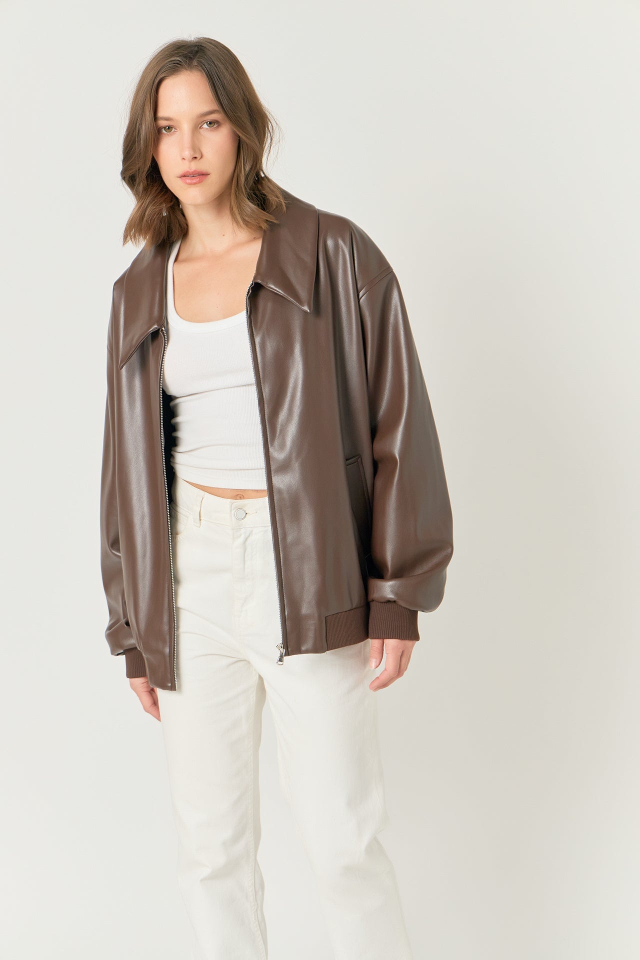 ENDLESS ROSE - Oversized Faux Leather Jacket - JACKETS available at Objectrare