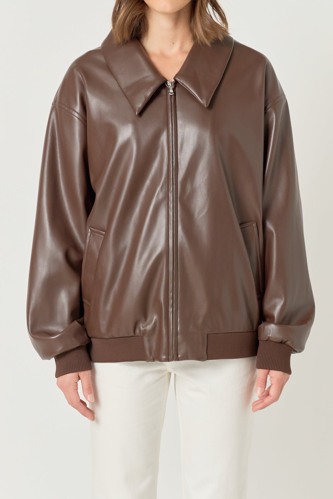 ENDLESS ROSE - Oversized Faux Leather Jacket - JACKETS available at Objectrare