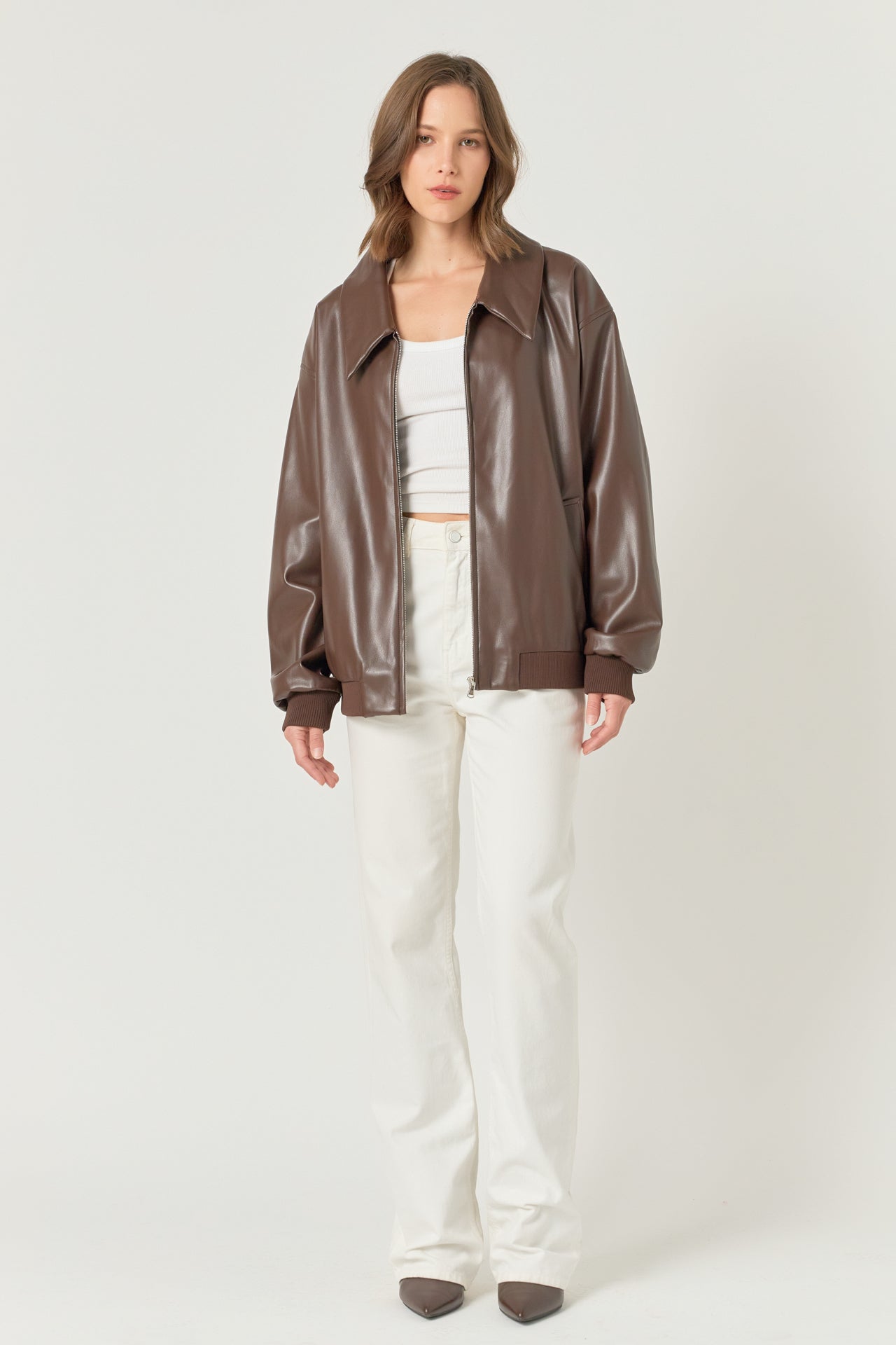 ENDLESS ROSE - Oversized Faux Leather Jacket - JACKETS available at Objectrare