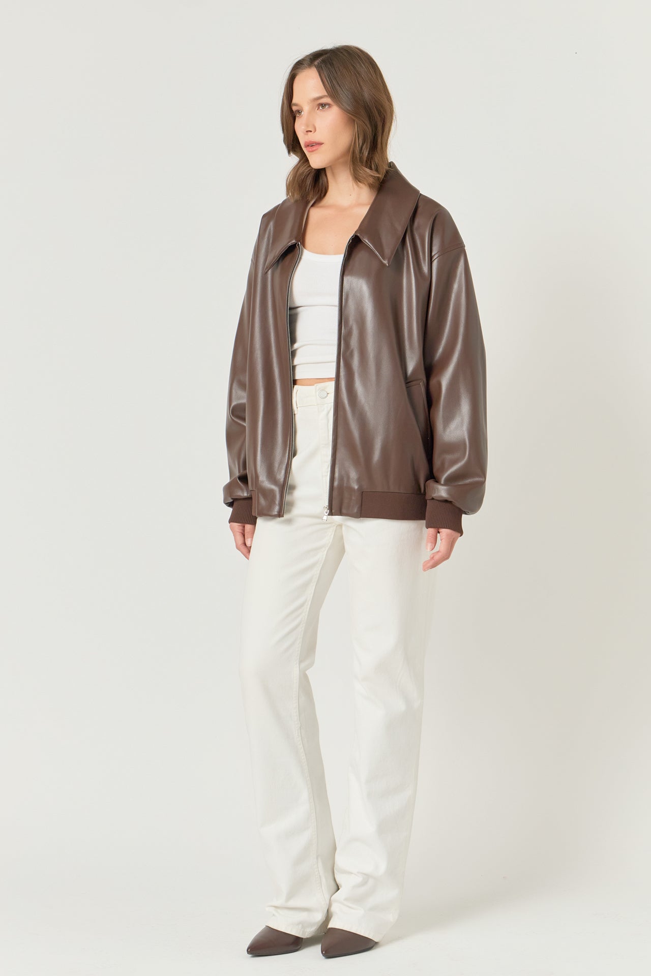 ENDLESS ROSE - Oversized Faux Leather Jacket - JACKETS available at Objectrare