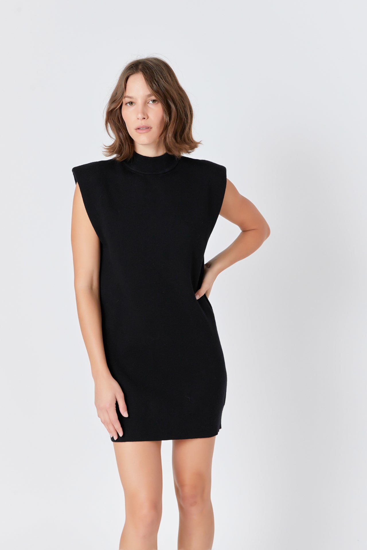 ENDLESS ROSE - Mock Neck Sleeveless Knit Mini Dress - DRESSES available at Objectrare