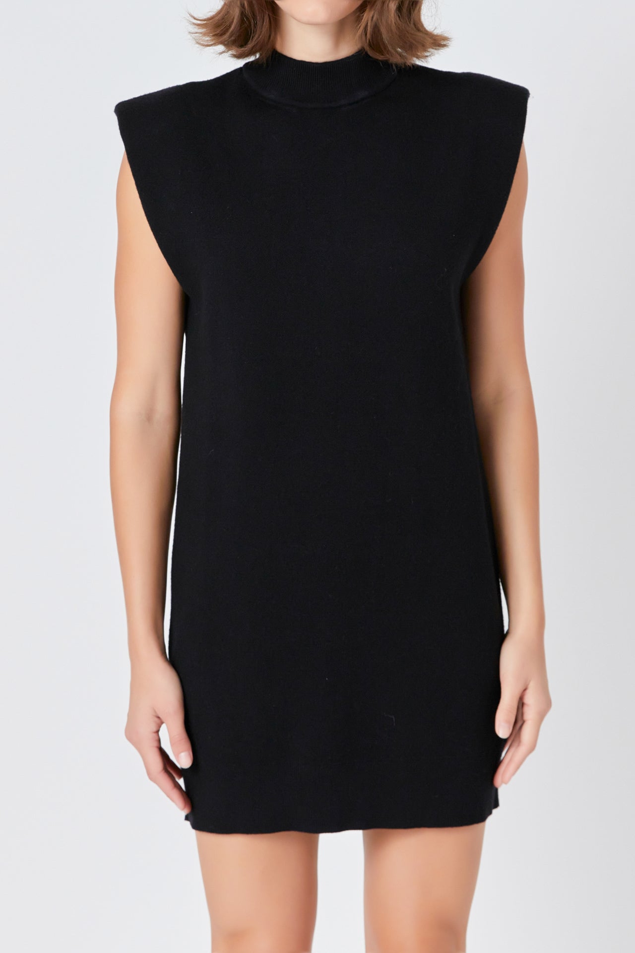 ENDLESS ROSE - Mock Neck Sleeveless Knit Mini Dress - DRESSES available at Objectrare