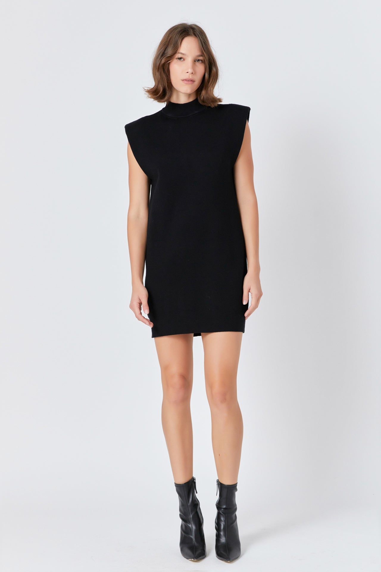 ENDLESS ROSE - Mock Neck Sleeveless Knit Mini Dress - DRESSES available at Objectrare