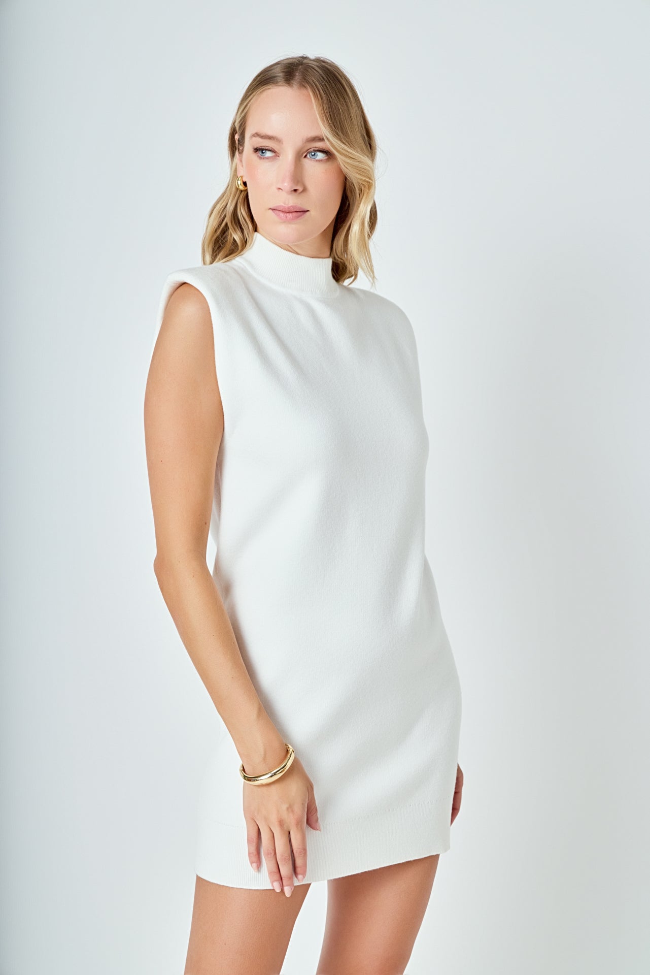 ENDLESS ROSE - Mock Neck Sleeveless Knit Mini Dress - DRESSES available at Objectrare