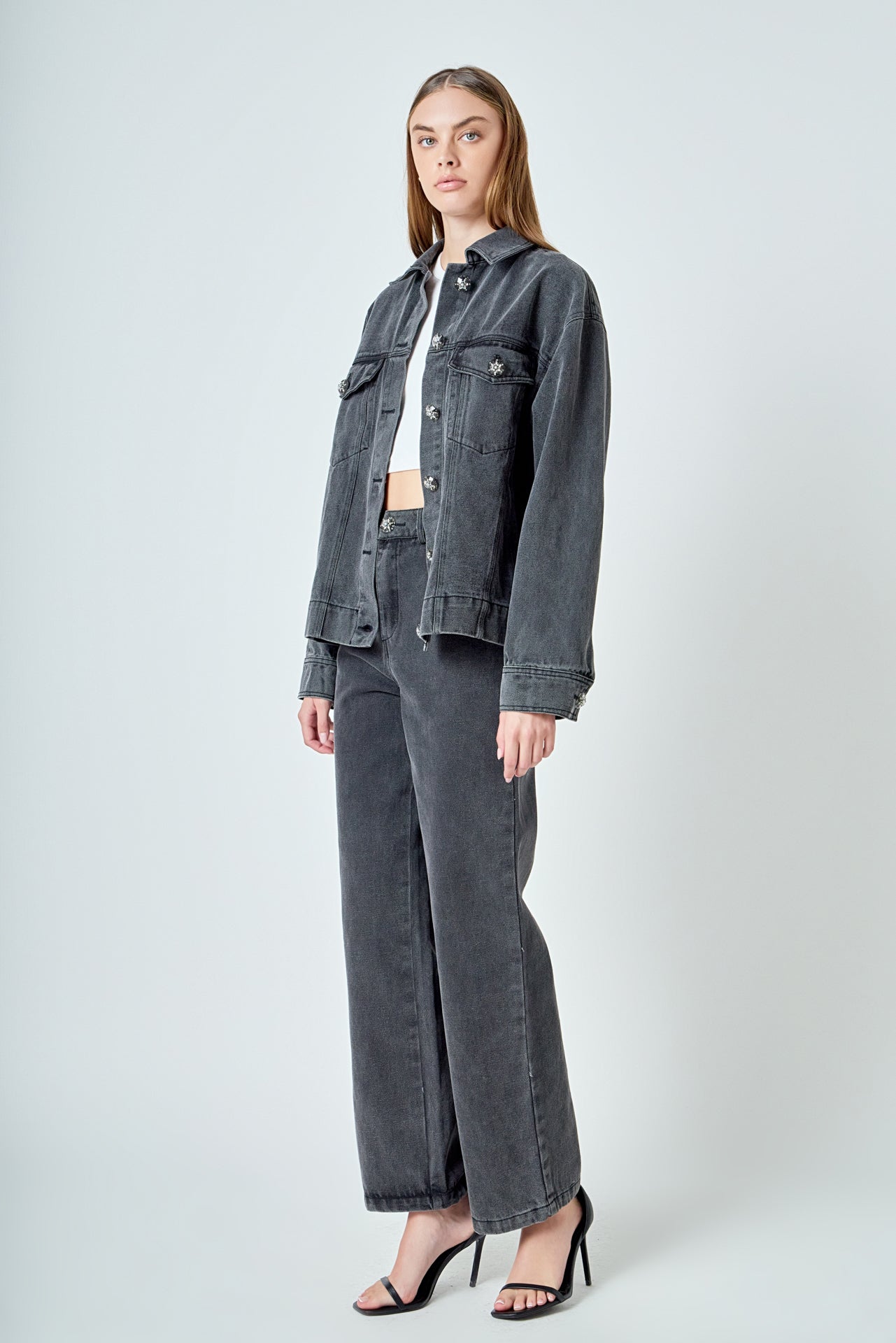 ENDLESS ROSE - Denim Jacket with Pockets - JACKETS available at Objectrare