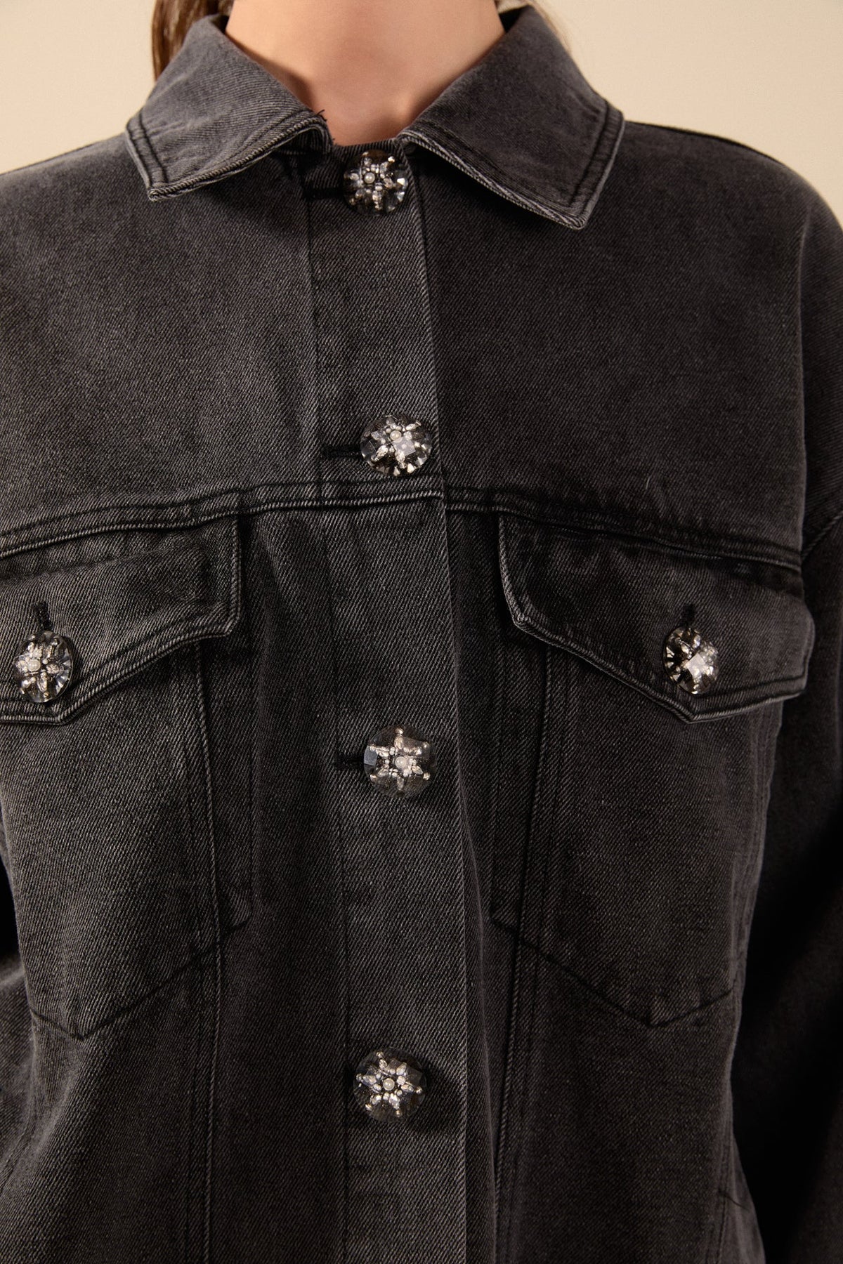 ENDLESS ROSE - Denim Jacket with Pockets - JACKETS available at Objectrare