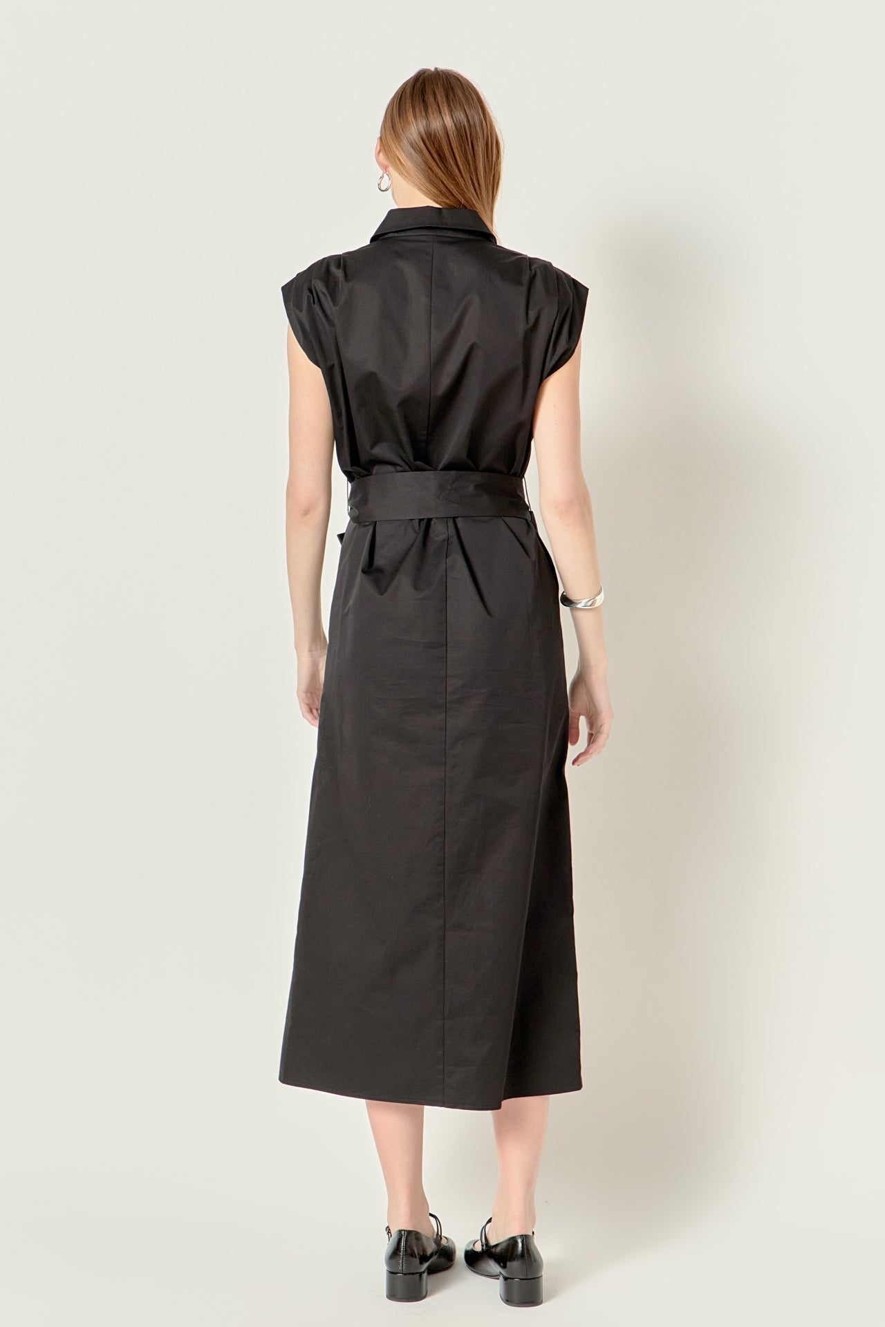 ENGLISH FACTORY - Sable Shoulder Pleated Button-Up Dress - DRESSES available at Objectrare
