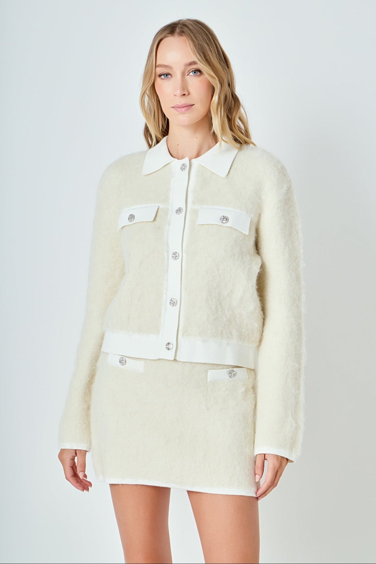 ENDLESS ROSE - Collared Button Up Cardigan - SWEATERS & KNITS available at Objectrare