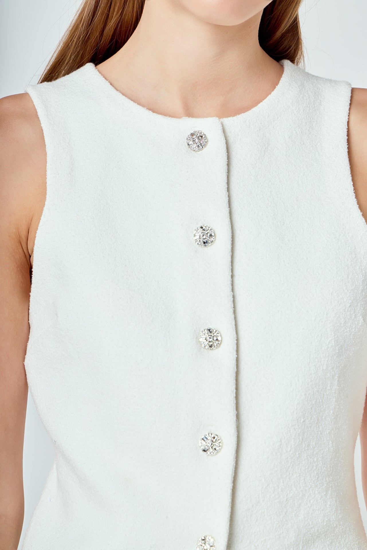 ENDLESS ROSE - Round Neck Buttoned Knit Vest - TOPS available at Objectrare