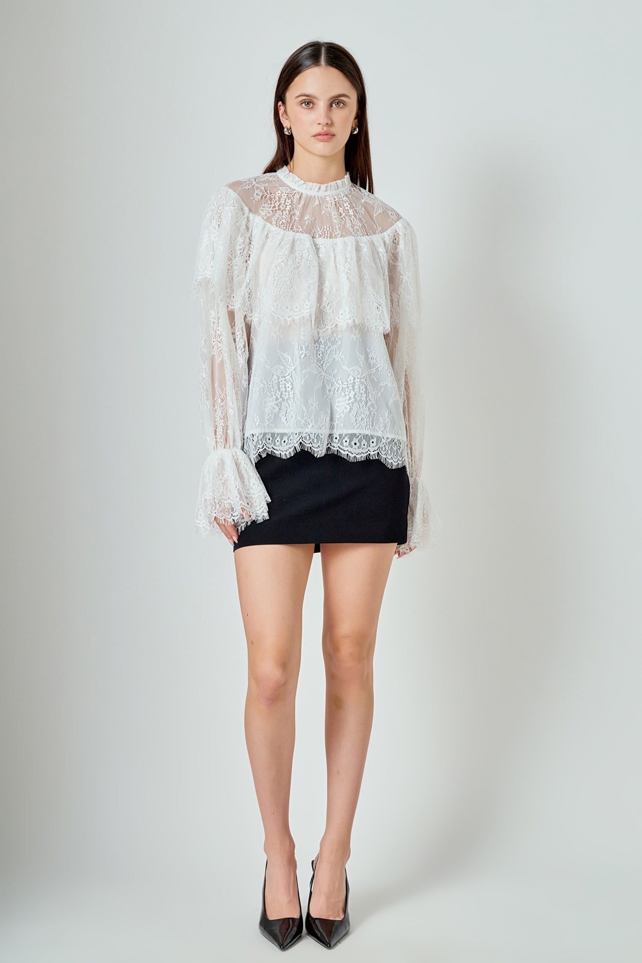 ENDLESS ROSE - Ruffled Lace Blouse - TOPS available at Objectrare