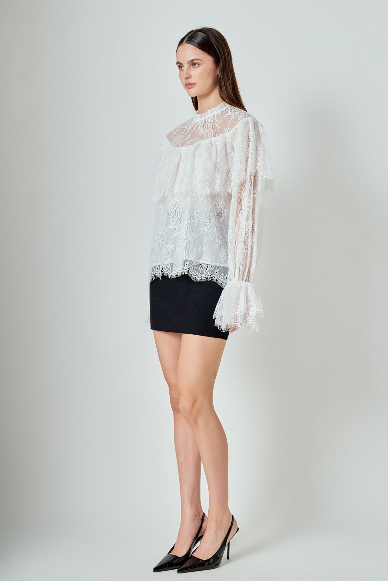 ENDLESS ROSE - Ruffled Lace Blouse - TOPS available at Objectrare