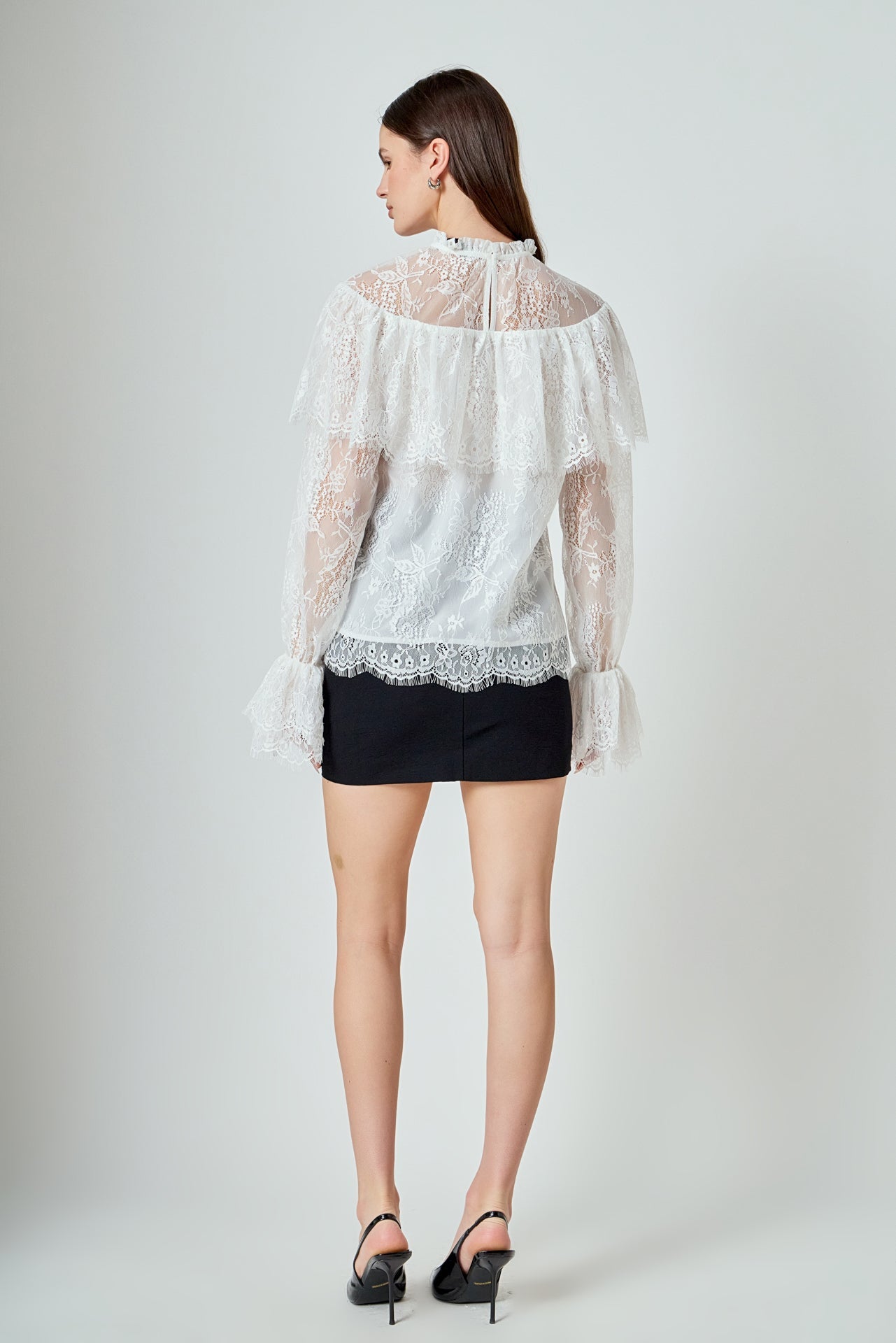 ENDLESS ROSE - Ruffled Lace Blouse - TOPS available at Objectrare