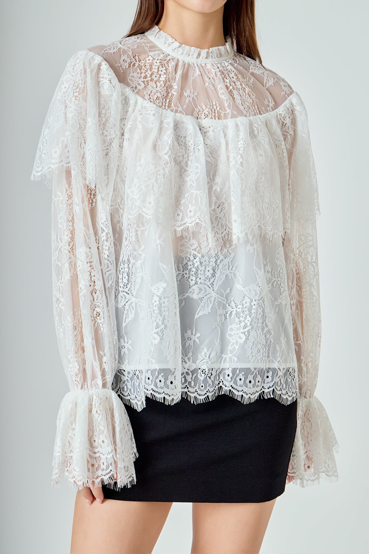 ENDLESS ROSE - Ruffled Lace Blouse - TOPS available at Objectrare