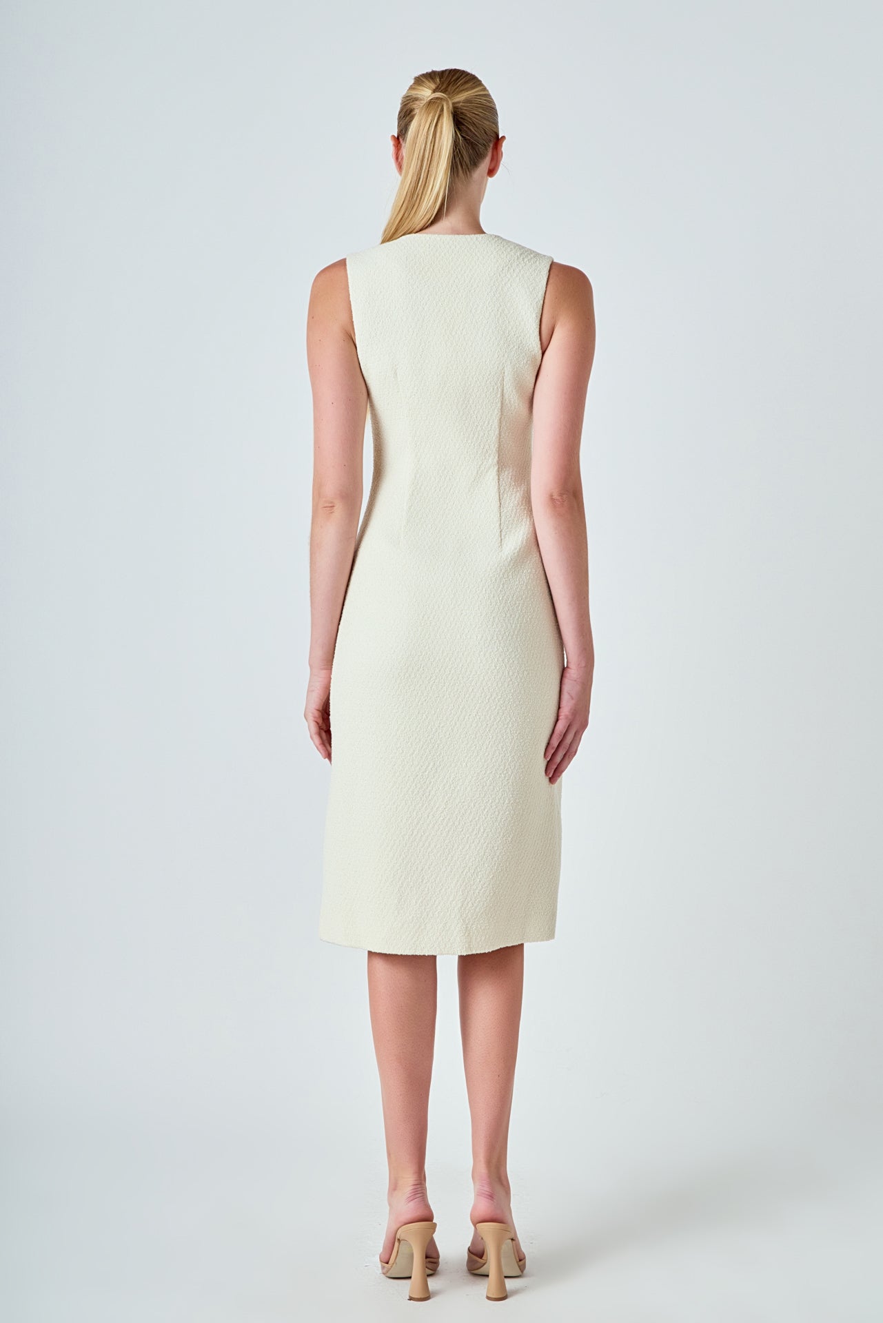 ENDLESS ROSE - Jewel Buttoned Sleeveless Midi Dress - DRESSES available at Objectrare
