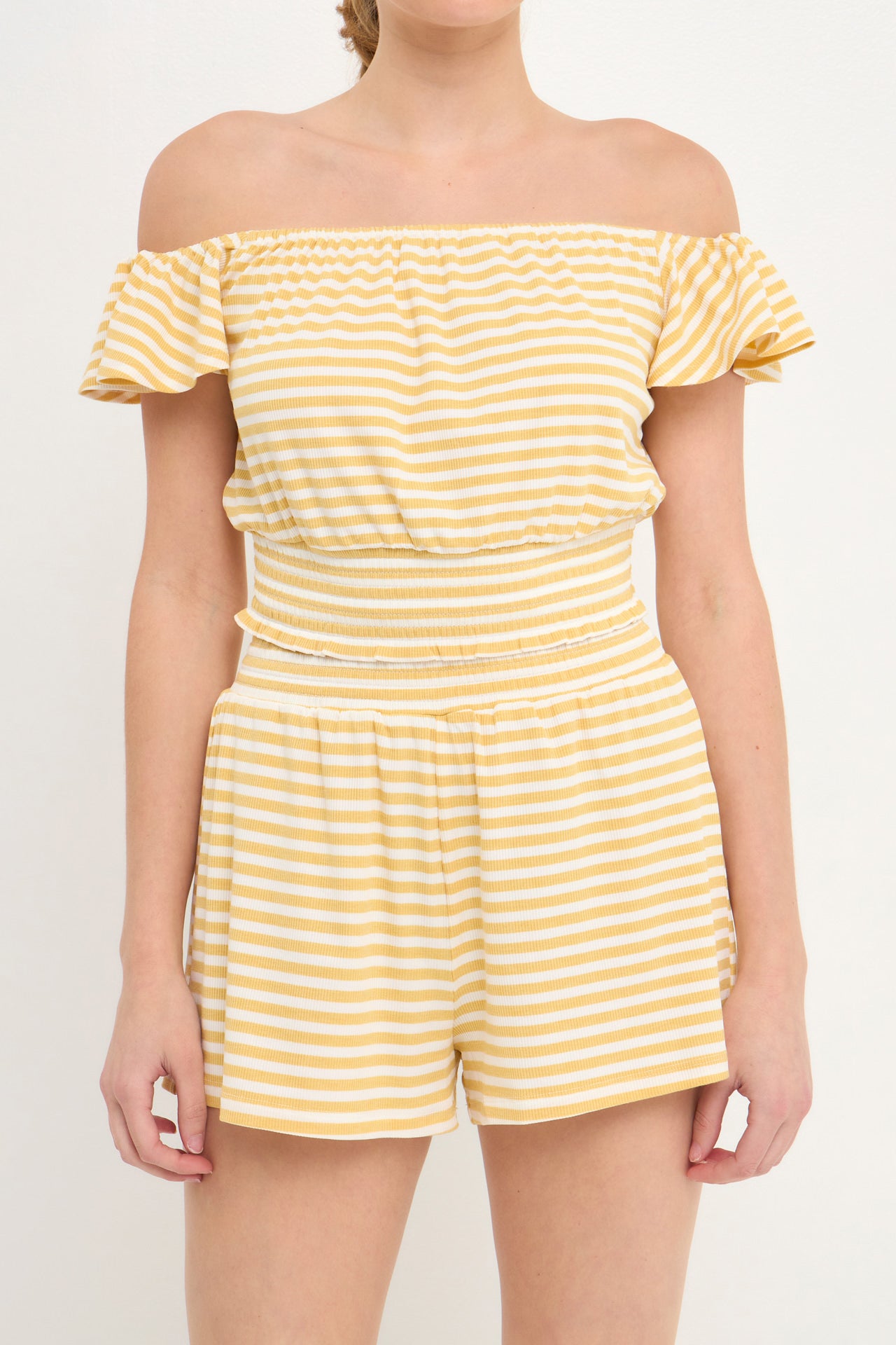 AFTER MARKET - Off Shoulder Stripe Knit Top - TOPS available at Objectrare