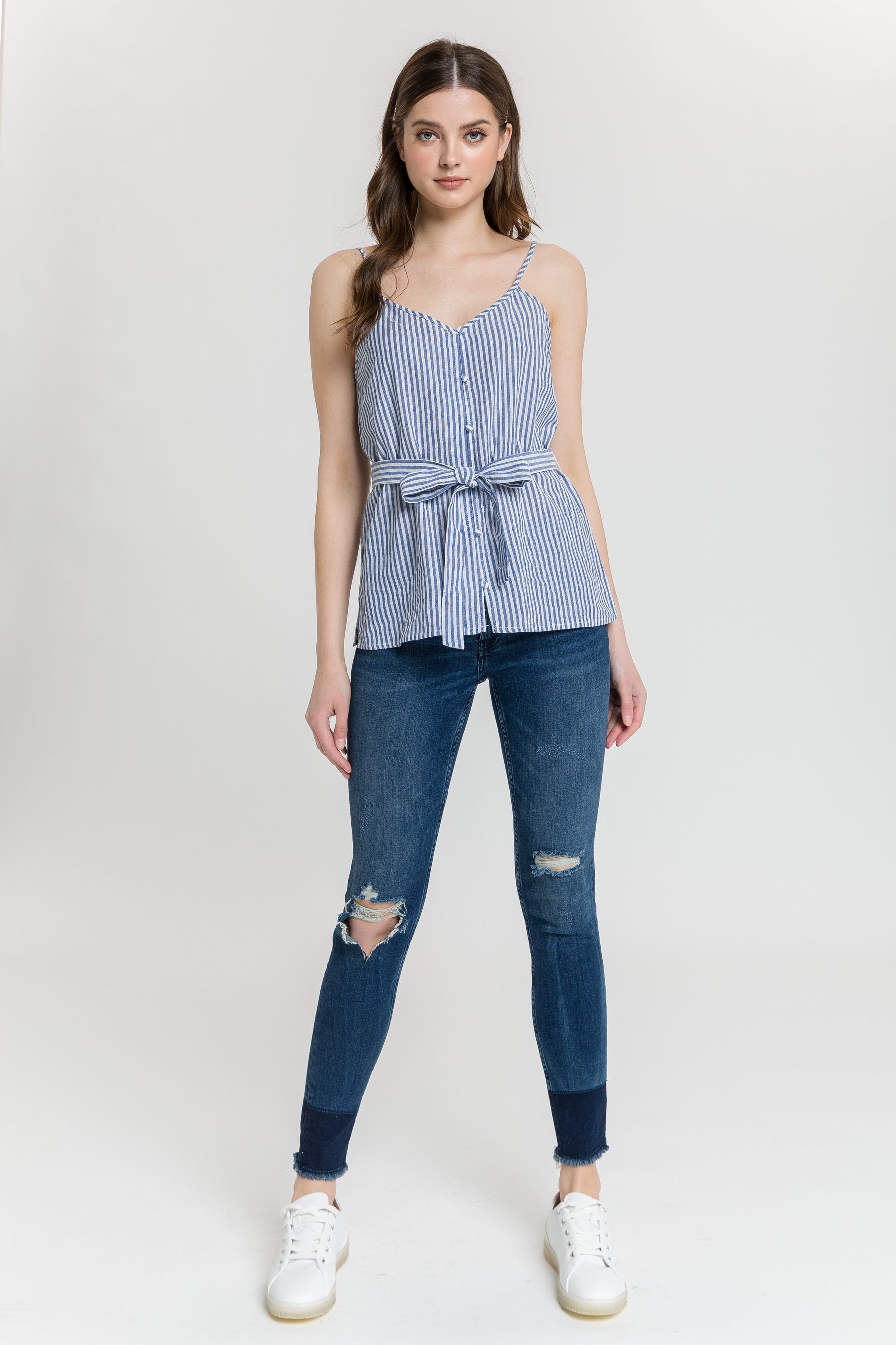 Tie Detail Stripe Tank Top
