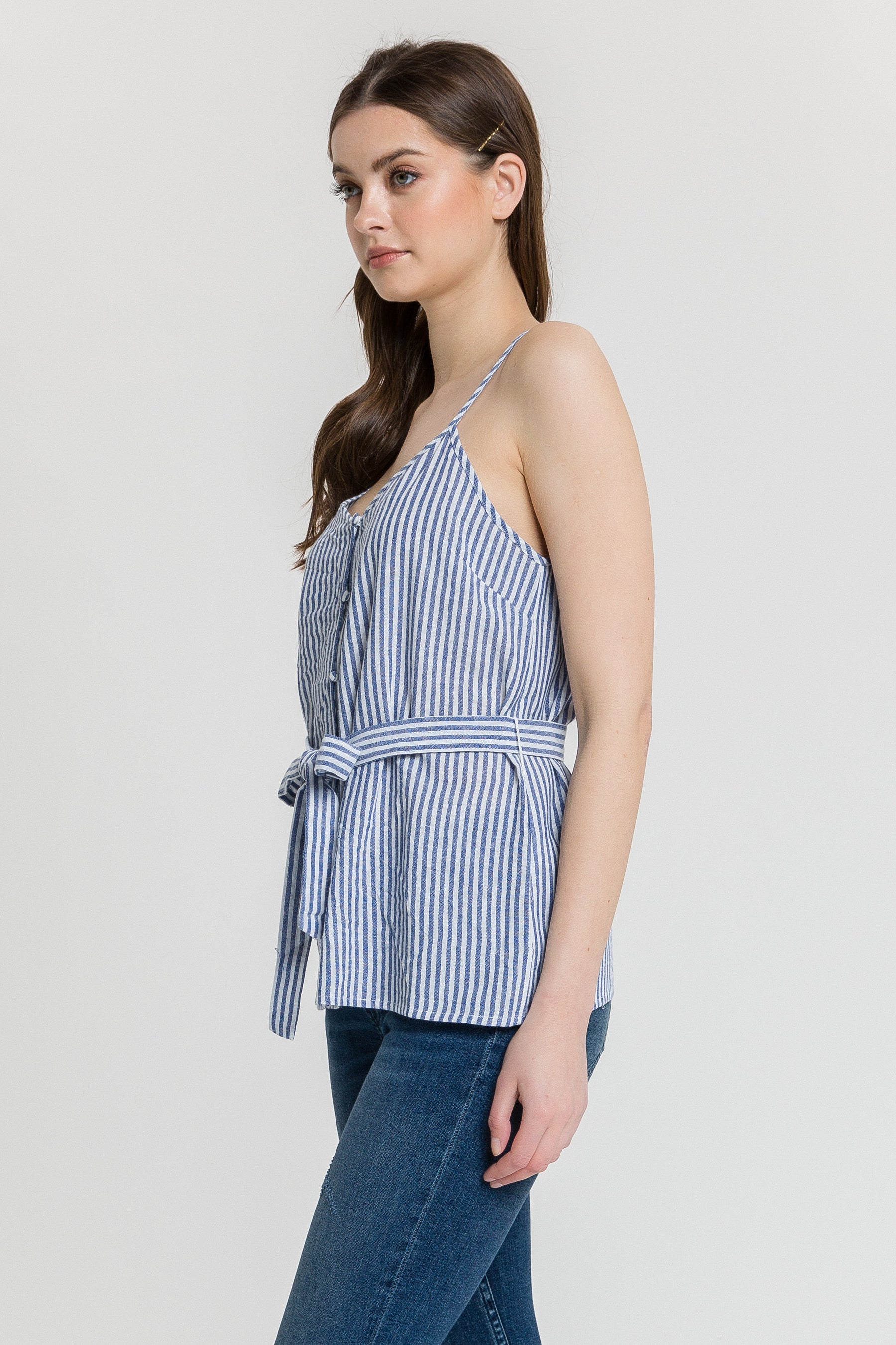 Tie Detail Stripe Tank Top