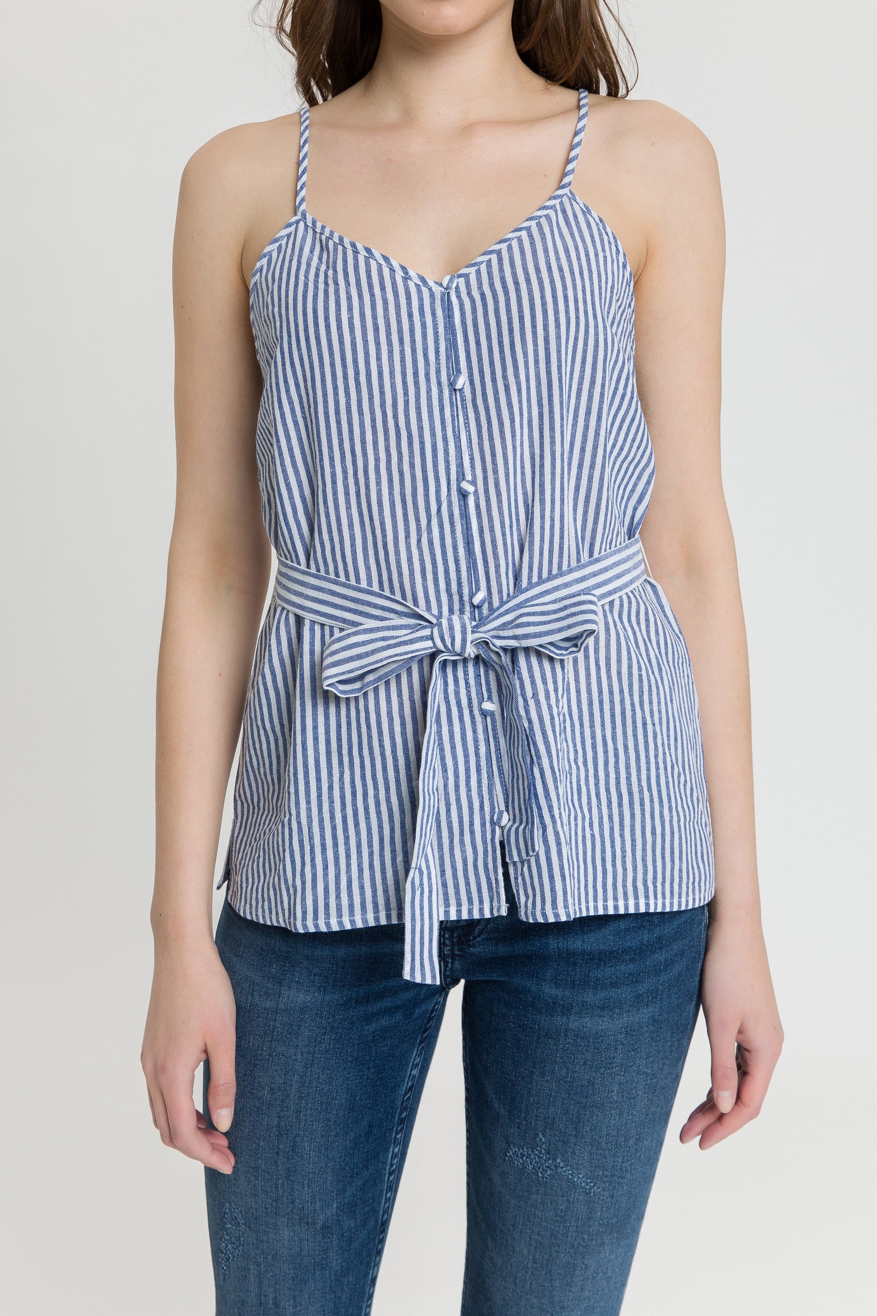 Tie Detail Stripe Tank Top