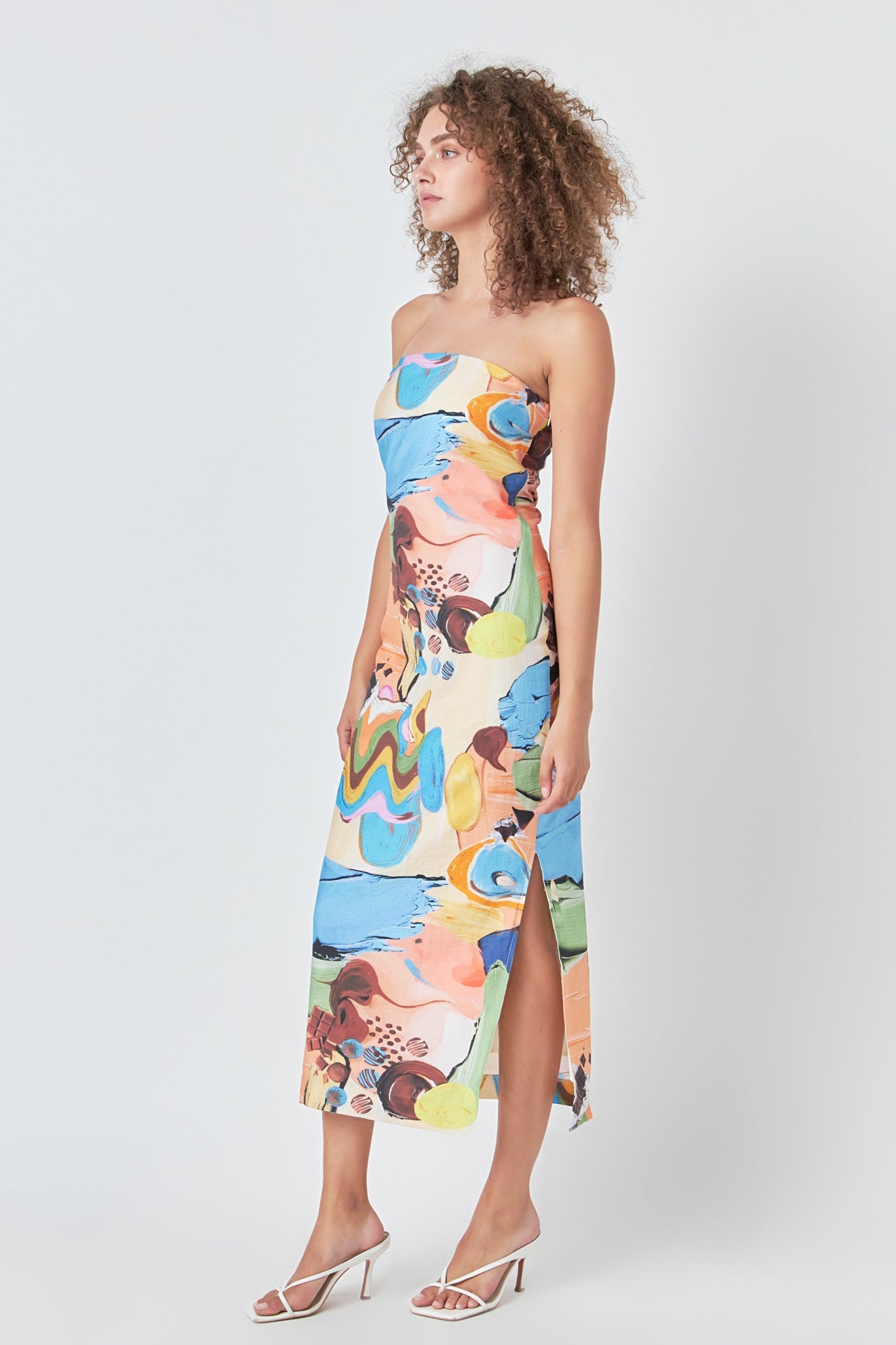 ENDLESS ROSE - Abstract Print Strapless Maxi Dress - DRESSES available at Objectrare