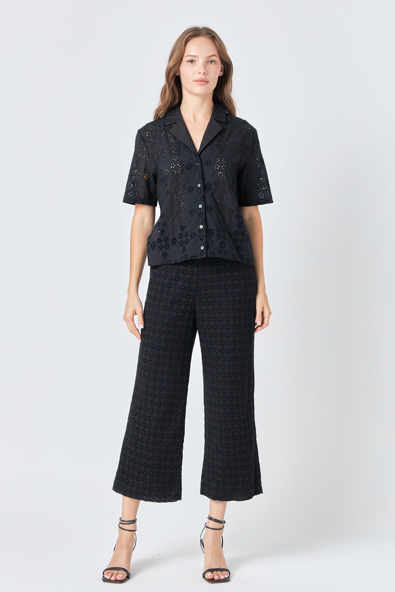 ENGLISH FACTORY - Broderie Lace Cropped Pants - PANTS available at Objectrare