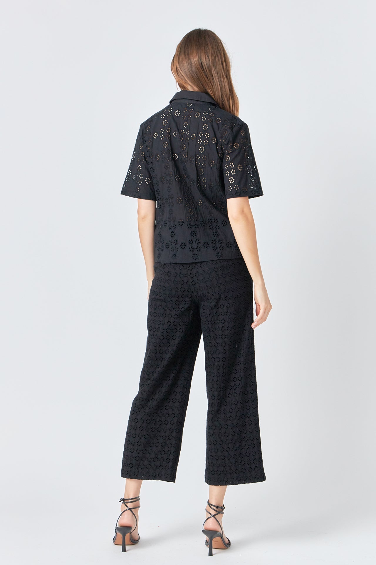 ENGLISH FACTORY - Broderie Lace Cropped Pants - PANTS available at Objectrare