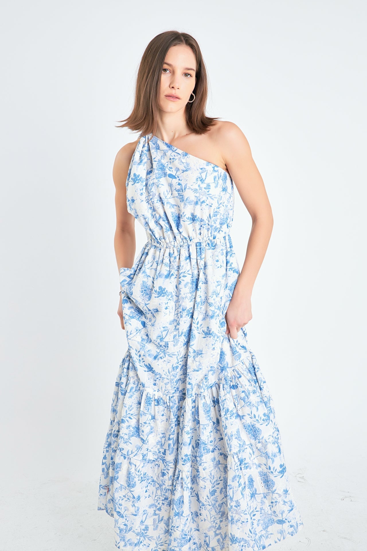 ENGLISH FACTORY - Digital Print Floral One Shoulder Maxi Dress - DRESSES available at Objectrare