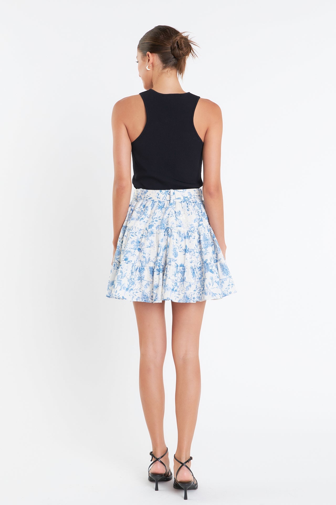 ENGLISH FACTORY - Digital Print Belted Tiered Mini Skirt - SKIRTS available at Objectrare