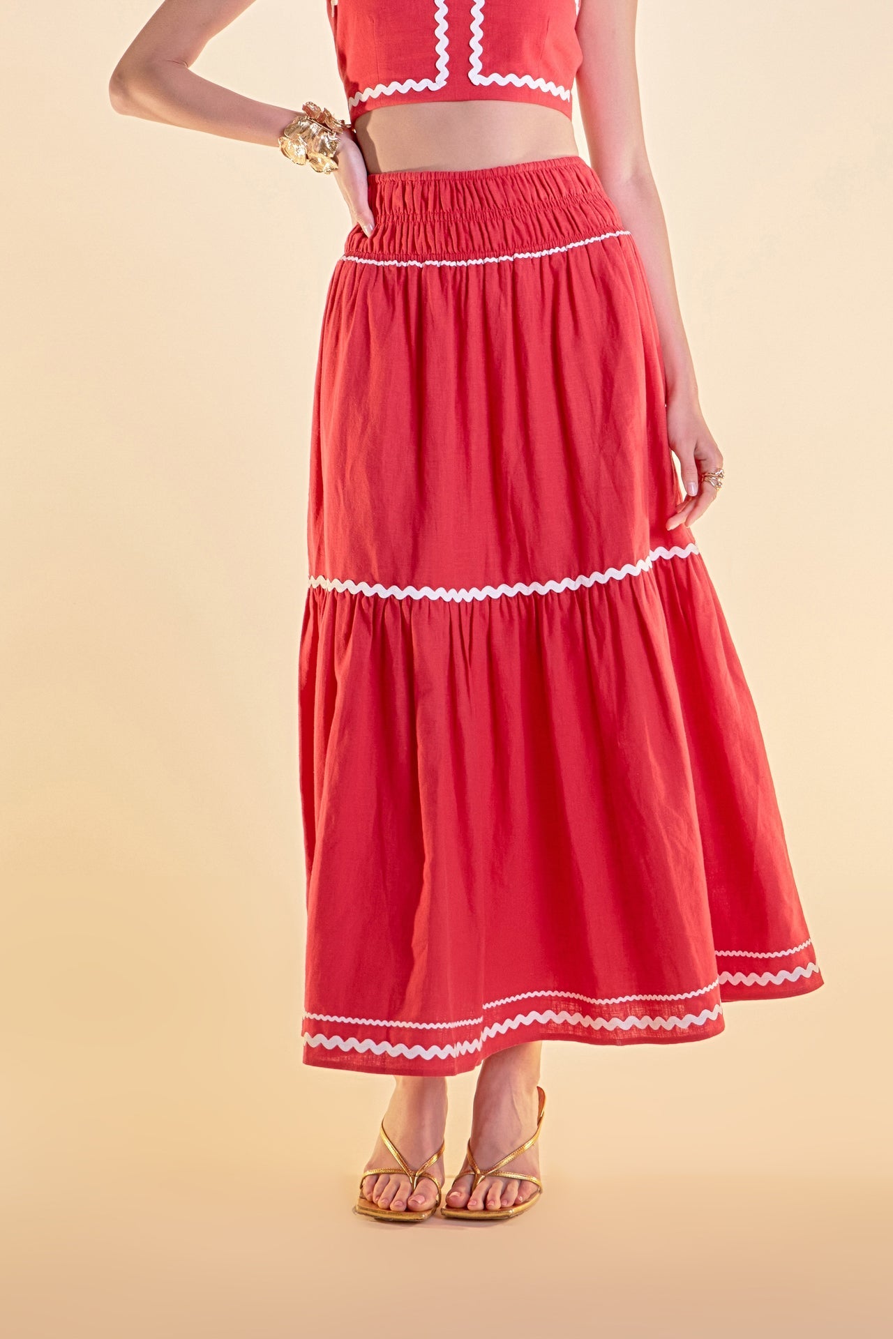 ENGLISH FACTORY - Linen Maxi Skirt w/ Ric Rac Trim - SKIRTS available at Objectrare