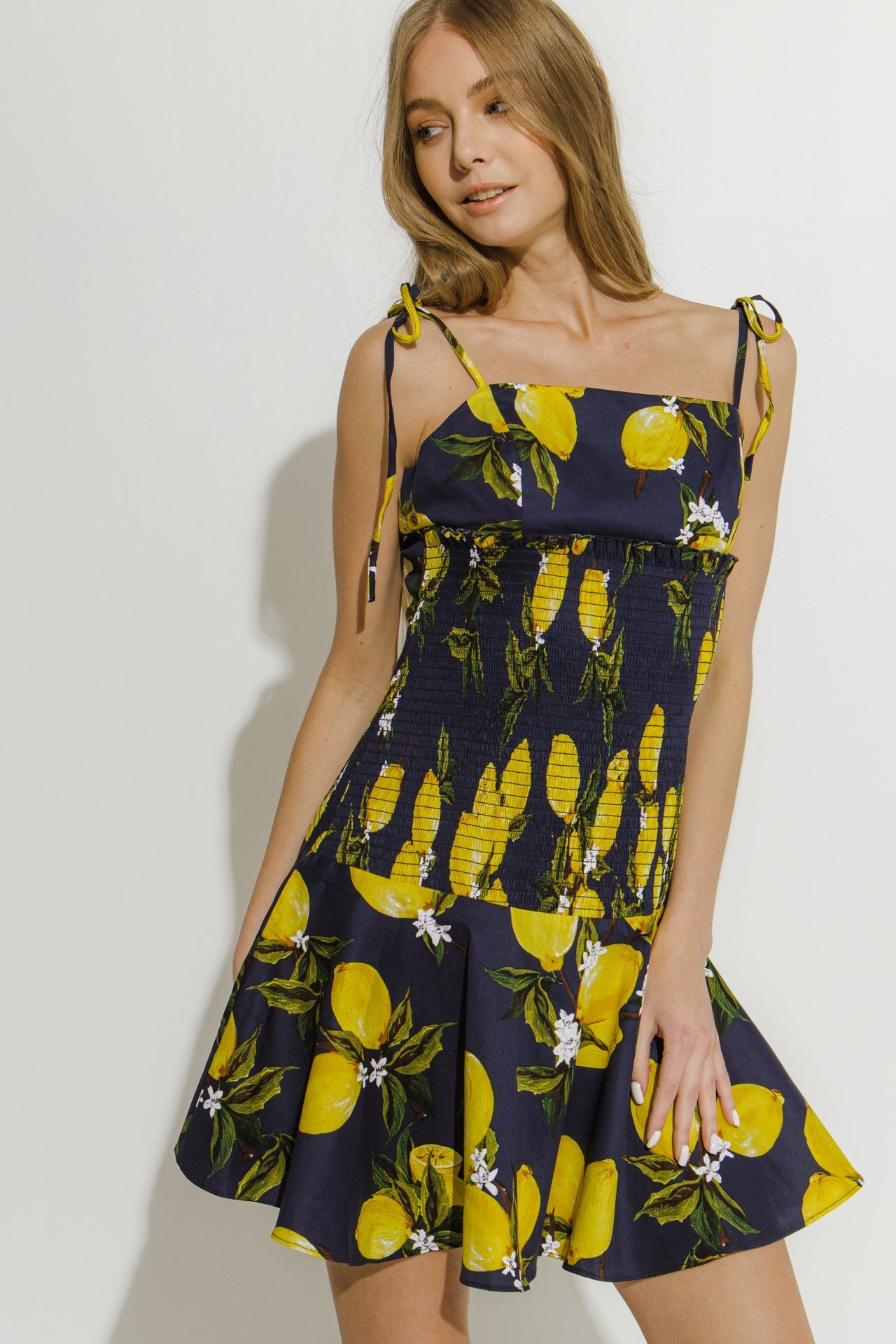ENGLISH FACTORY - Lemon Print Smocked Dress - DRESSES available at Objectrare