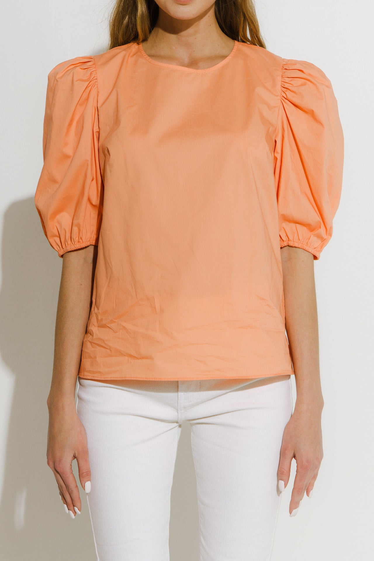 Poplin Puff Sleeve Top