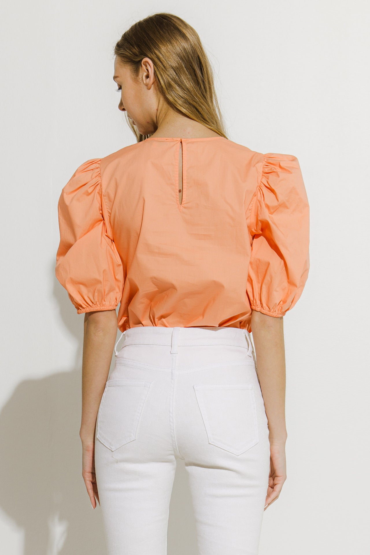 Poplin Puff Sleeve Top