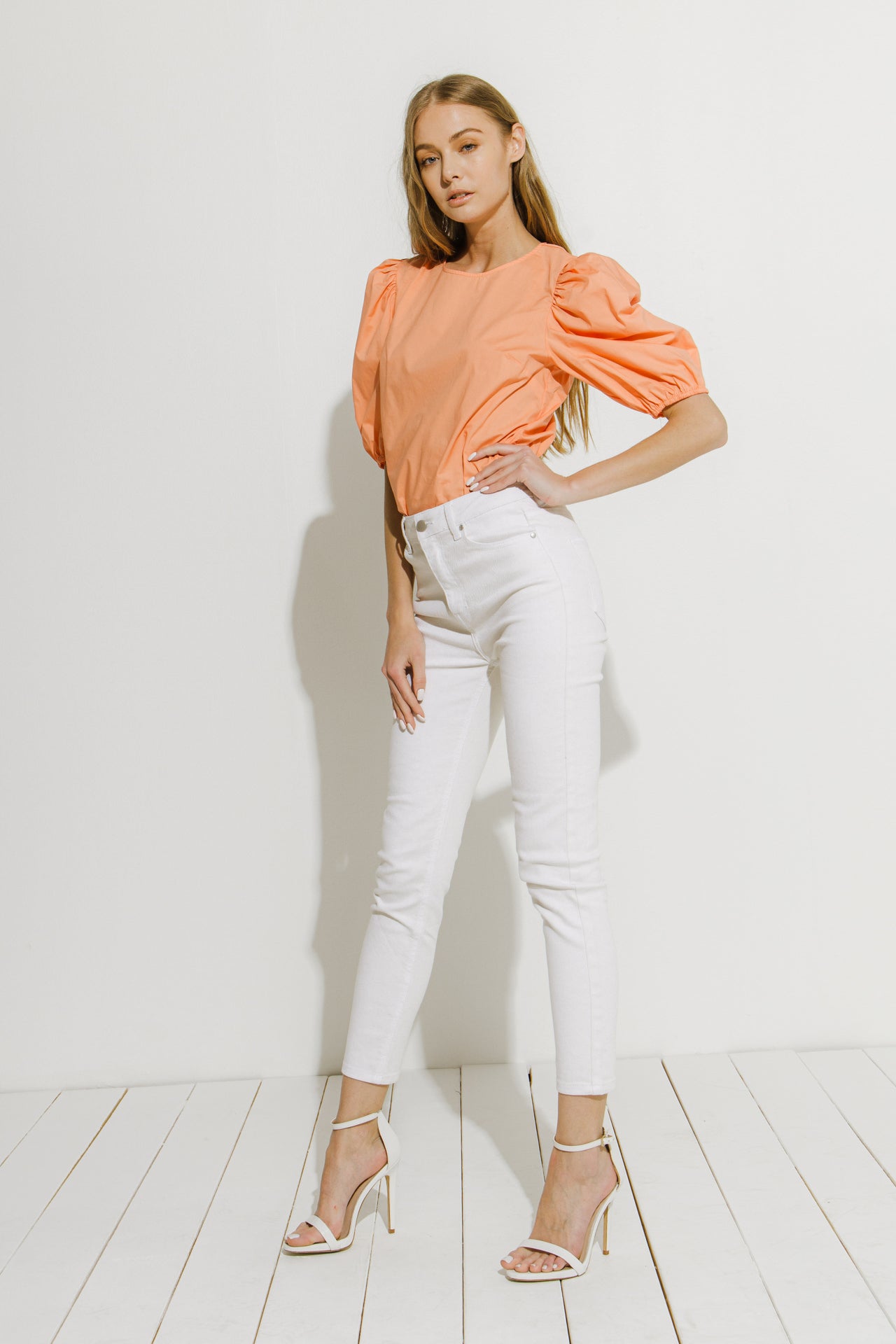 Poplin Puff Sleeve Top