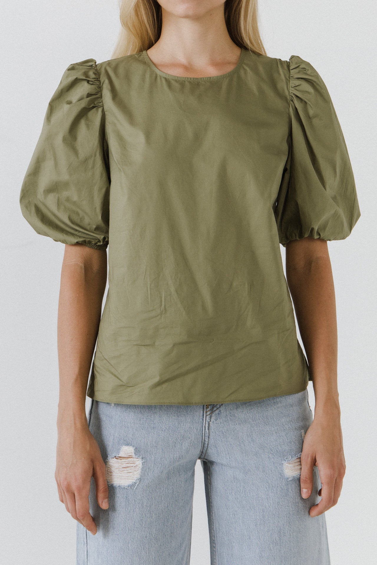 Puff Sleeve Top - Olive