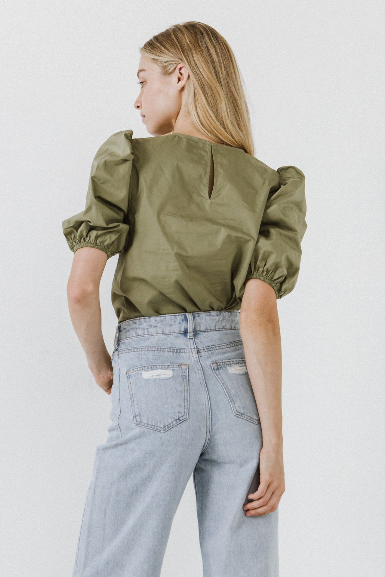 Puff Sleeve Top - Olive