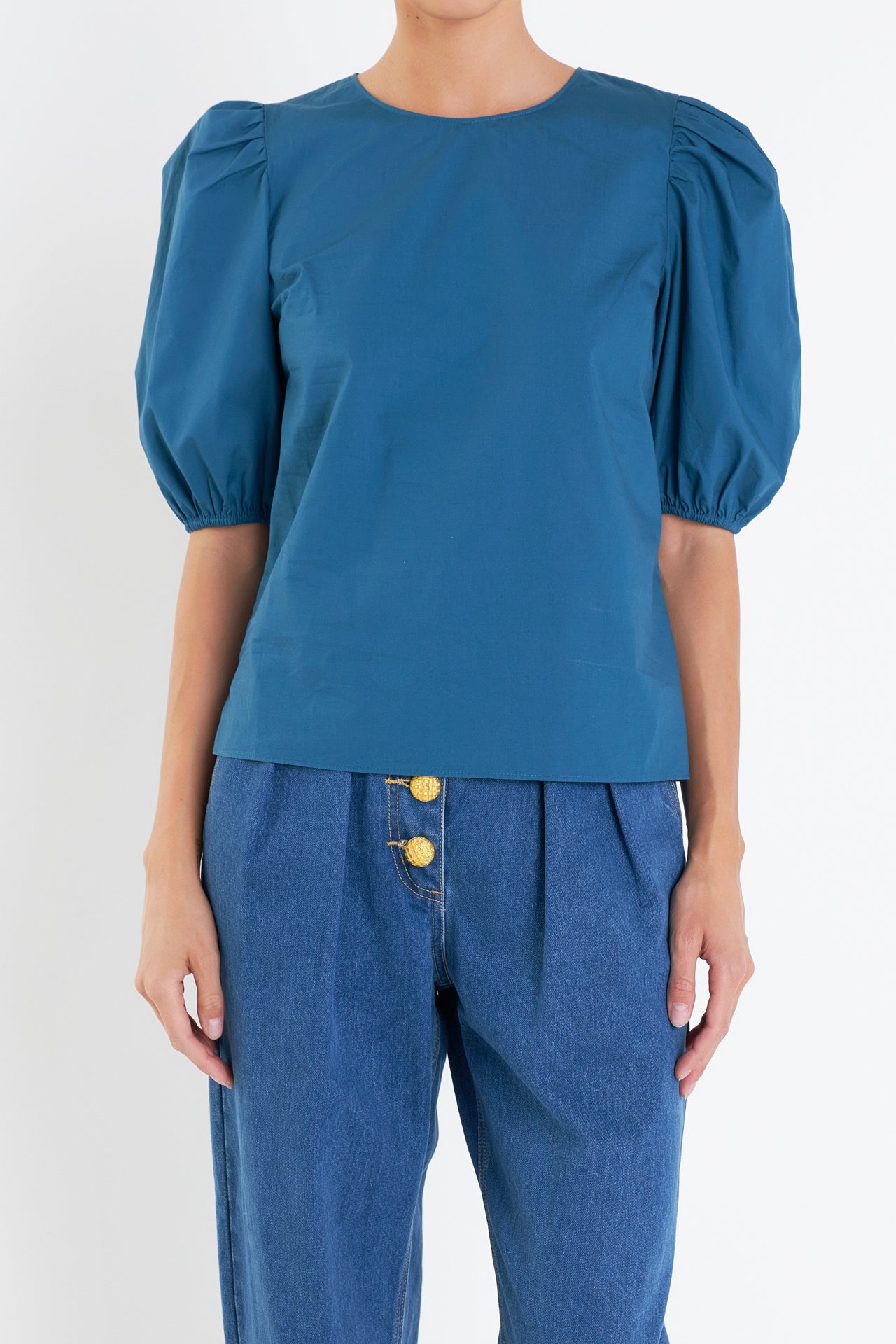 ENGLISH FACTORY - Poplin Puff Sleeve Top - TOPS available at Objectrare