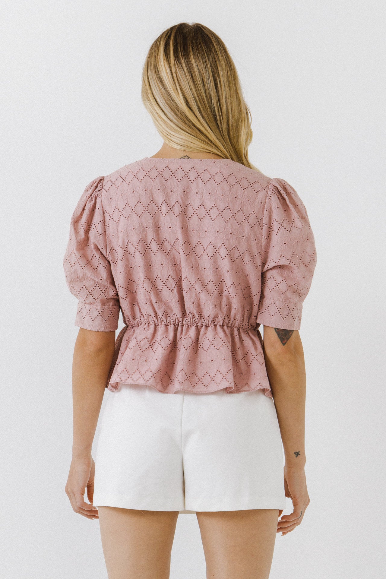 LA'VEN - Puff Sleeve Double Breasted Top - TOPS available at Objectrare