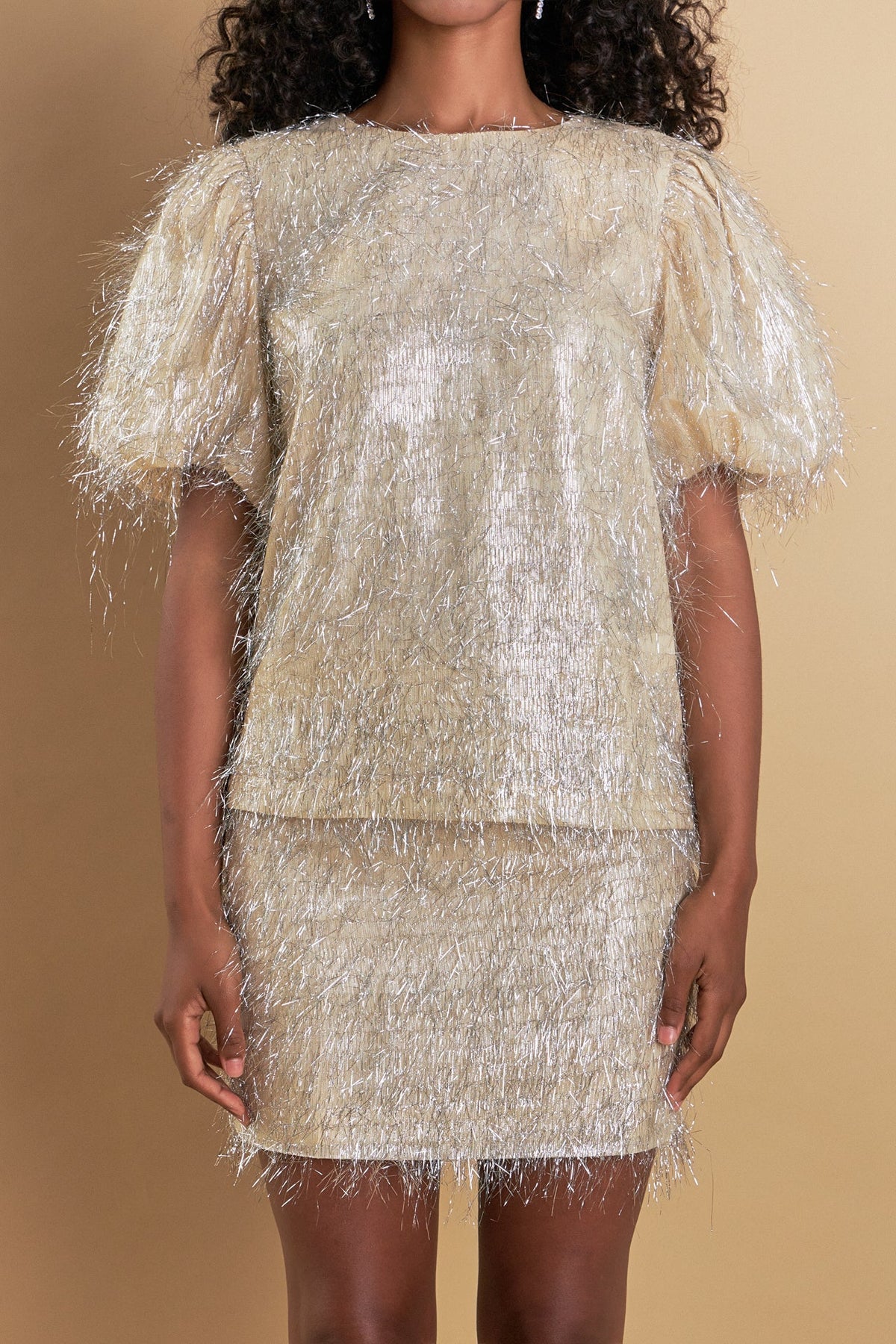 ENDLESS ROSE - Fringe Puff Sleeve Top - TOPS available at Objectrare