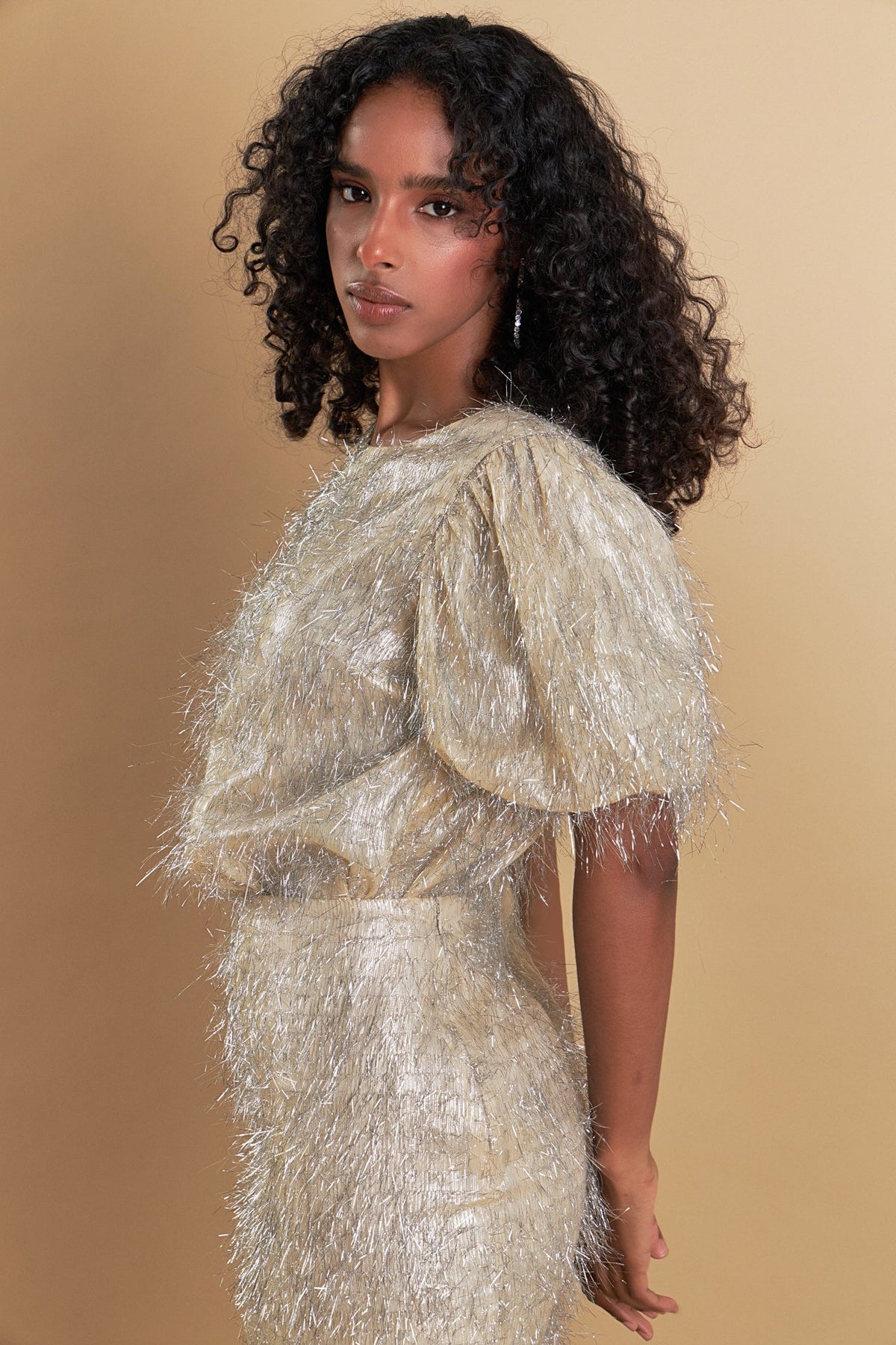 ENDLESS ROSE - Fringe Puff Sleeve Top - TOPS available at Objectrare