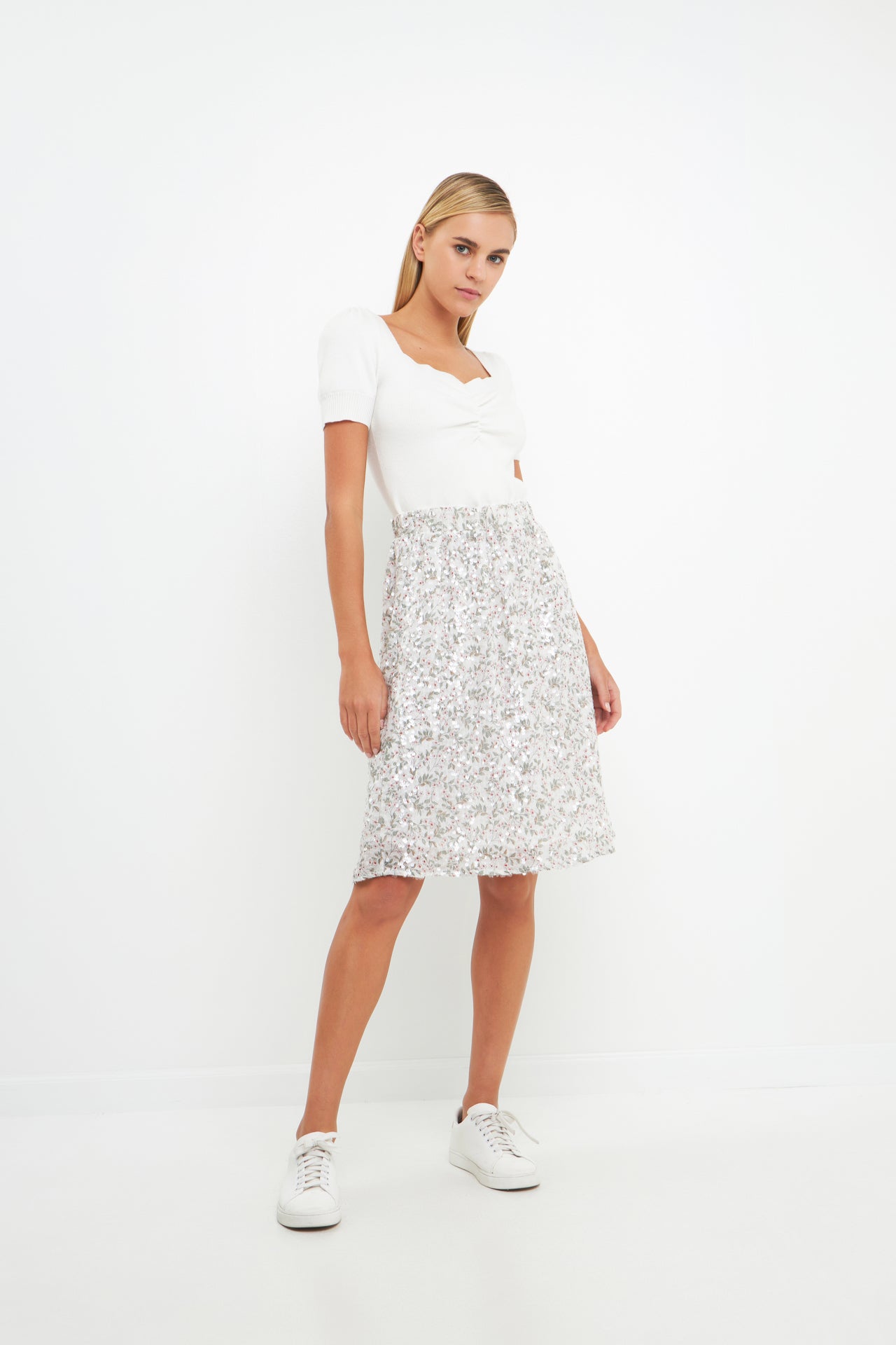 Sequins Print Midi Skirt