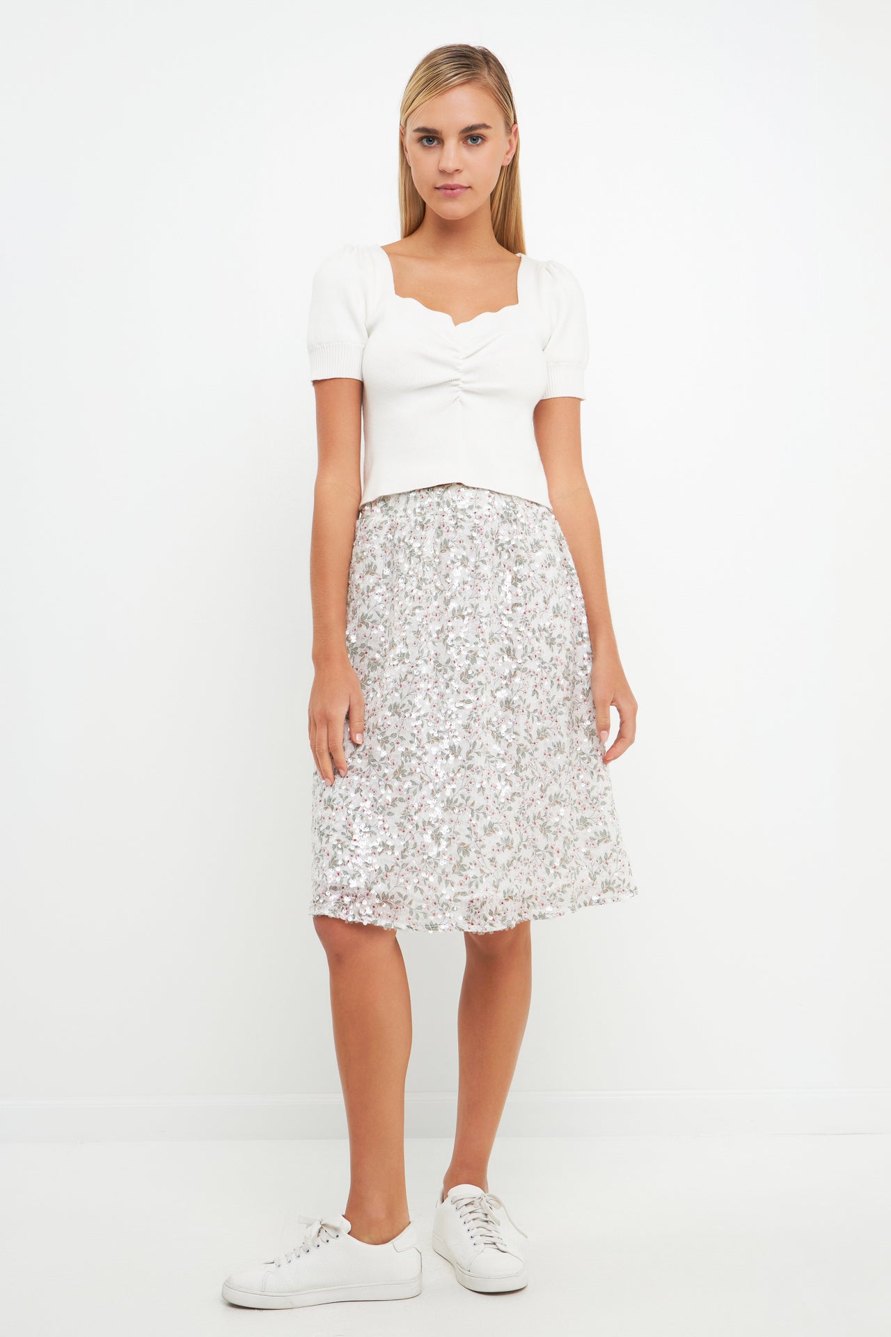 Sequins Print Midi Skirt