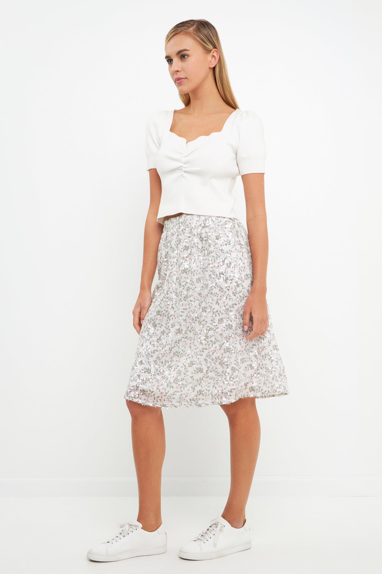 Sequins Print Midi Skirt