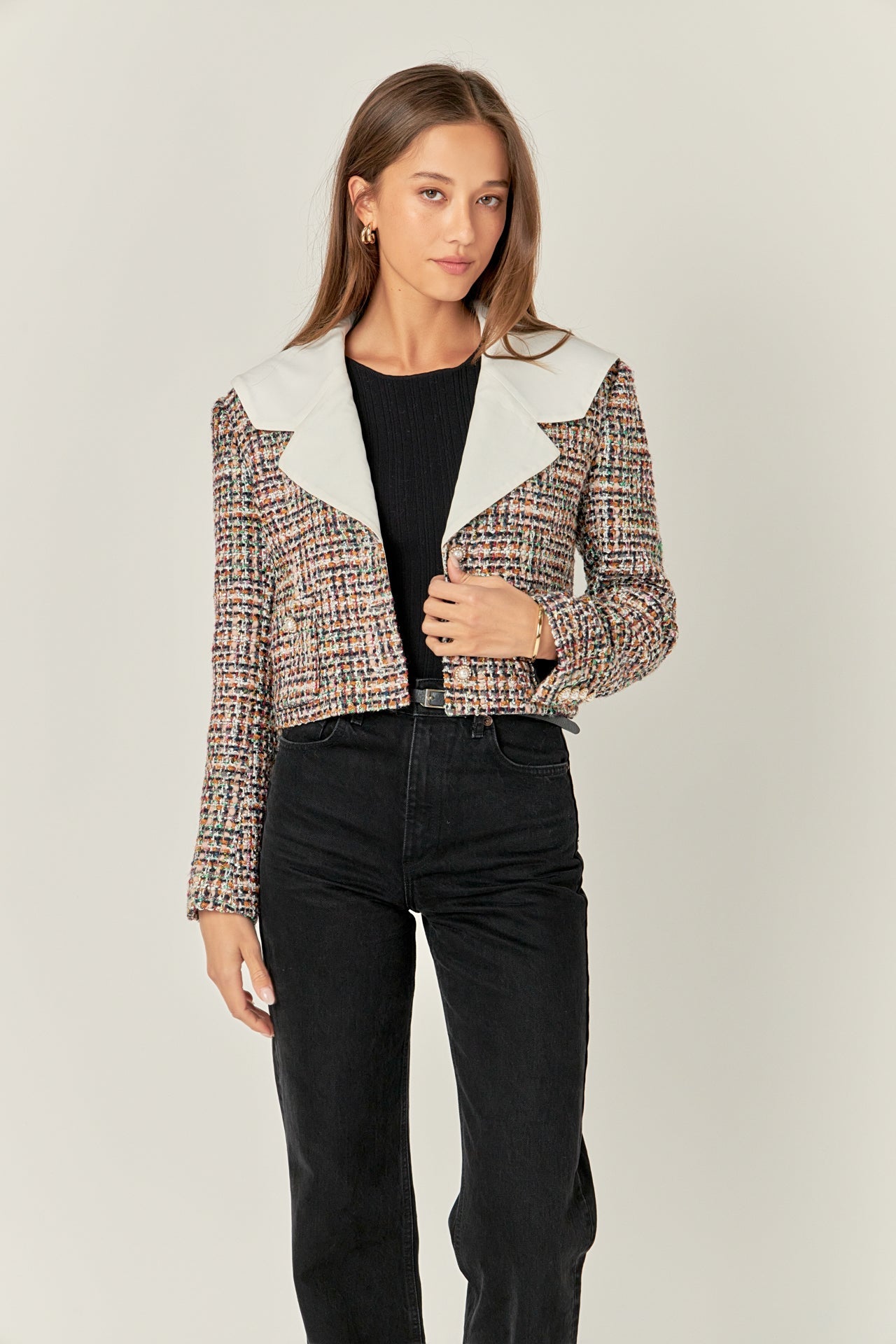 ENGLISH FACTORY - Tweed Jacket with Sailor Collar - JACKETS available at Objectrare