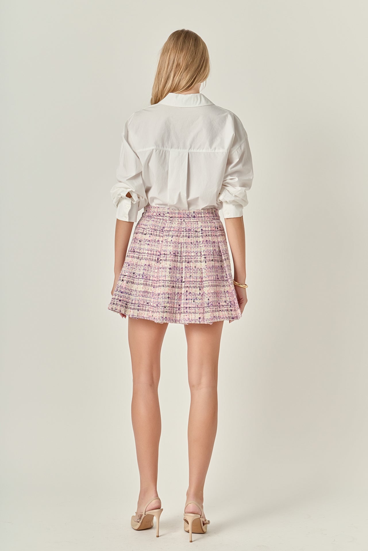 ENGLISH FACTORY - Tweed Pleated Skirt - SKIRTS available at Objectrare