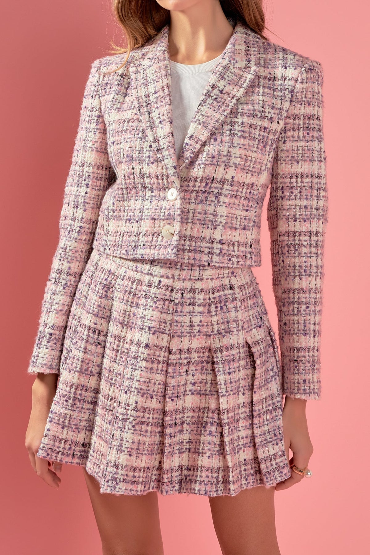 ENGLISH FACTORY - Tweed Cropped Blazer - BLAZERS available at Objectrare