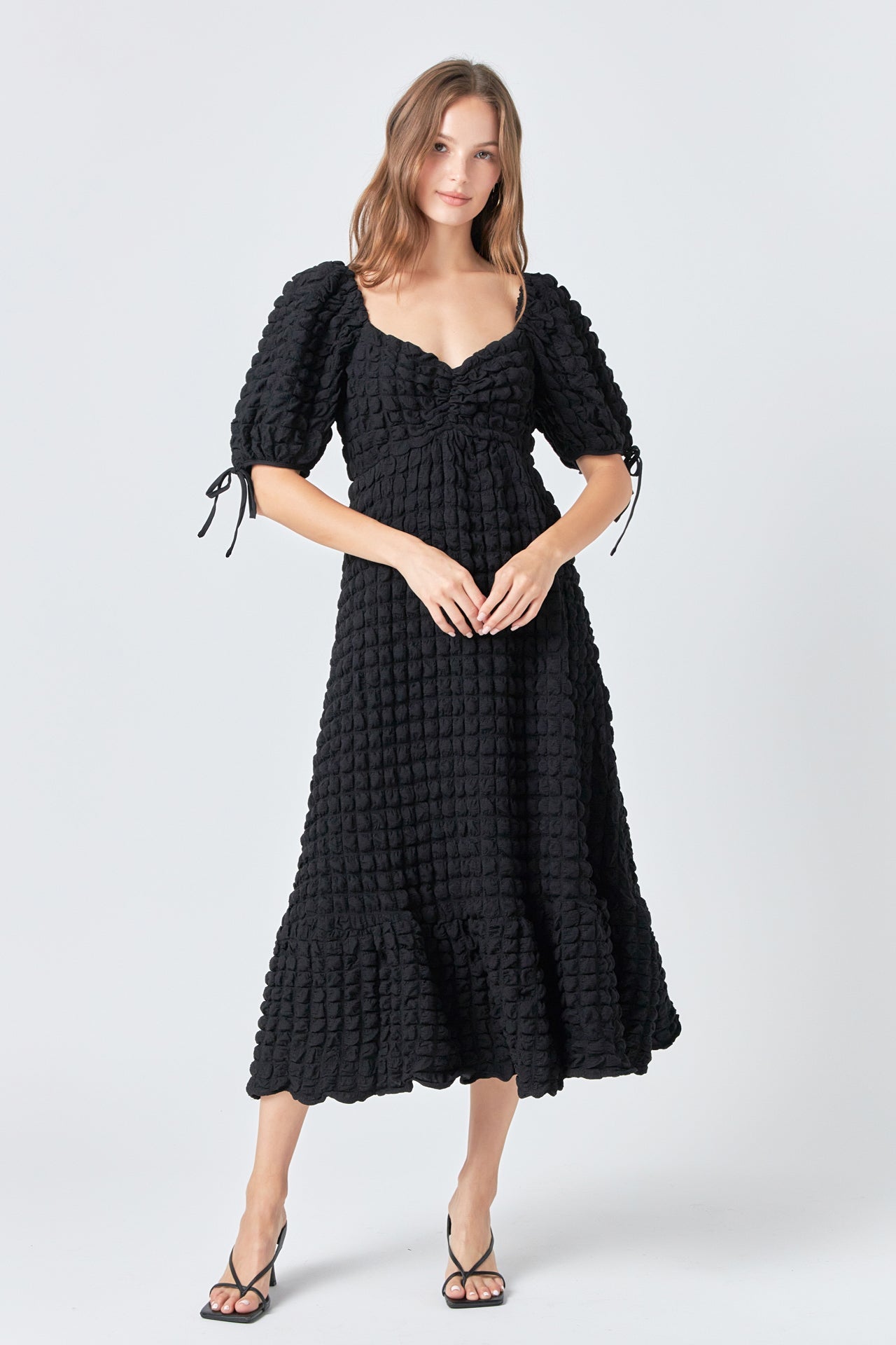 ENDLESS ROSE - Bubble Puff Sleeve Maxi Dress - DRESSES available at Objectrare