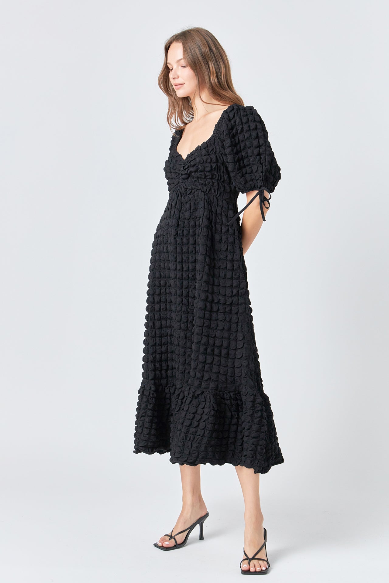 ENDLESS ROSE - Bubble Puff Sleeve Maxi Dress - DRESSES available at Objectrare