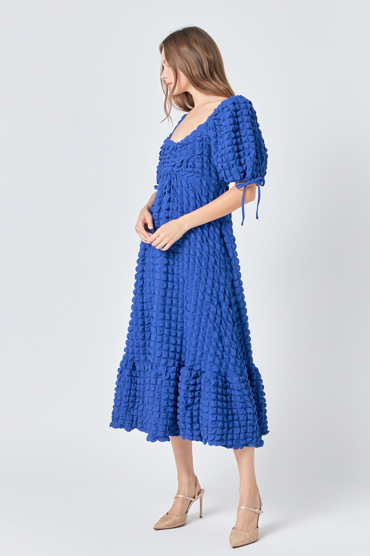 ENDLESS ROSE - Bubble Puff Sleeve Maxi Dress - DRESSES available at Objectrare