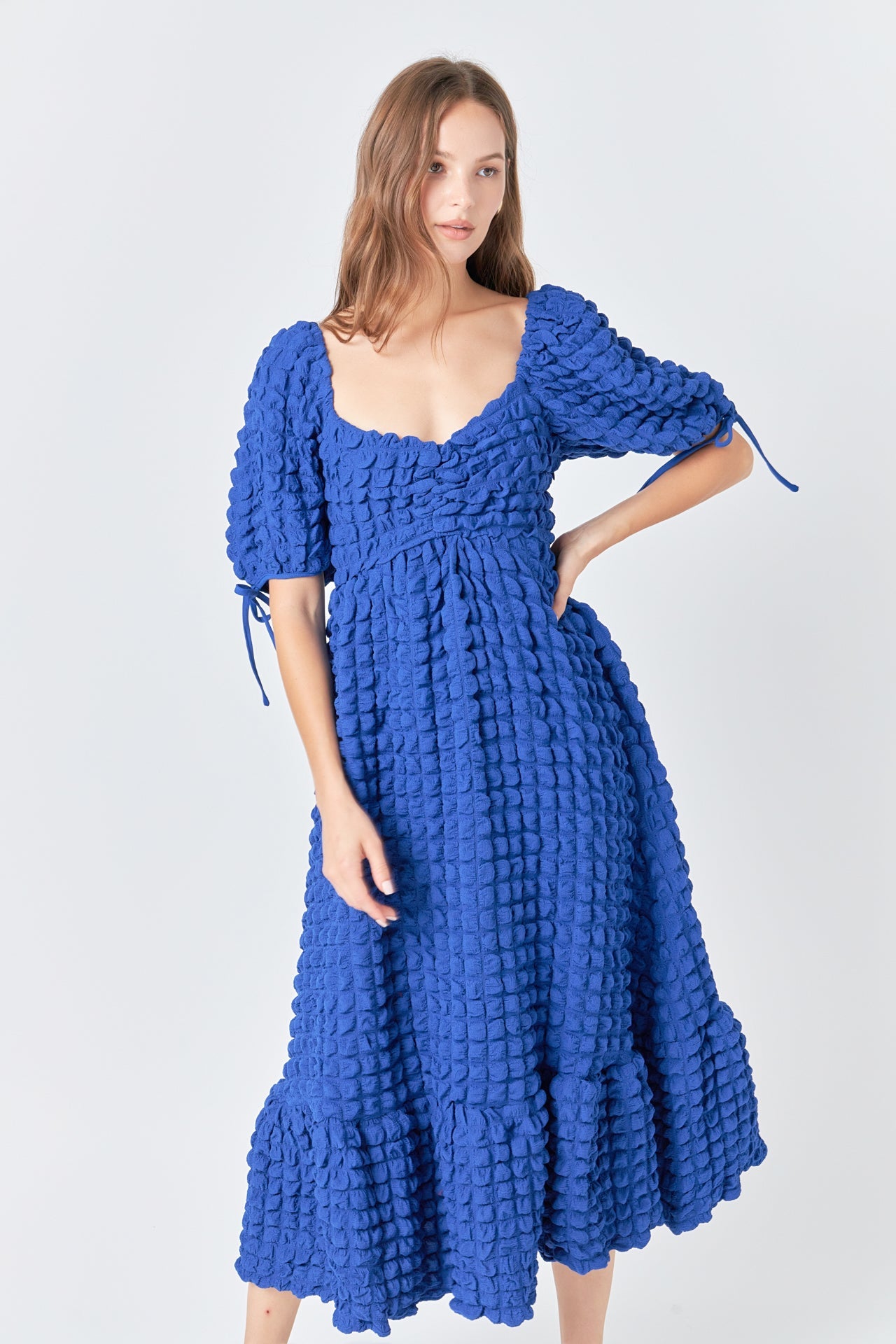 ENDLESS ROSE - Bubble Puff Sleeve Maxi Dress - DRESSES available at Objectrare